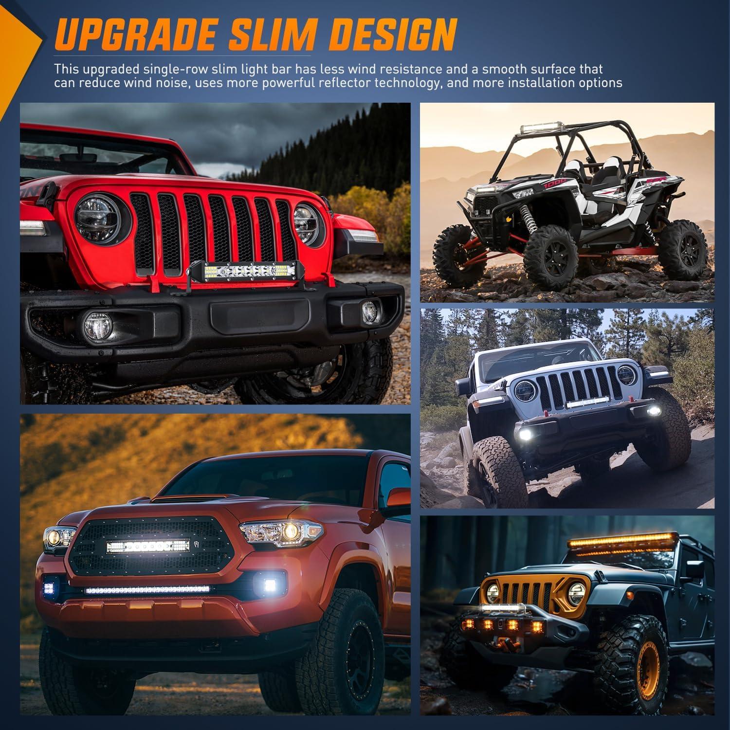 imageNilight Led Pods Light Bar Super Slim 2Pcs 7 Inch 30W Spot Driving Fog 3600LM Off Road Lighting for Trucks Pickup SUV ATV UTV Boat 4x4 Van Camper  2 Style MountingWhite 7Inch 16LED 2Pcs