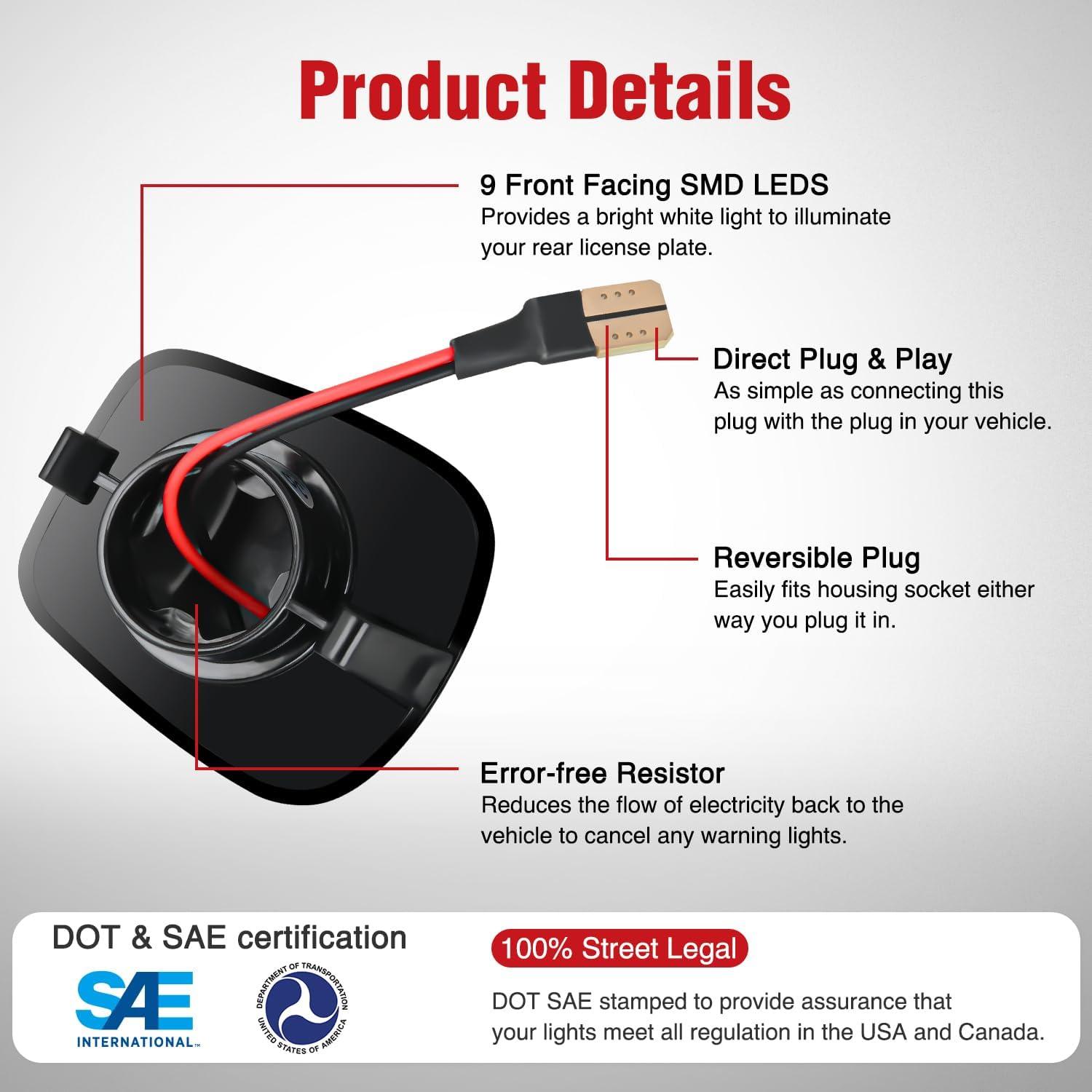 imageNilight License Plate Light Compatible with 1994 1995 1996 1997 1998 1999 2000 2001 Dodge Ram 1500 2500 3500 2002 RAM 2500 3500 6000K White 2PCS Pack19972011 Dakota20062009 Raider