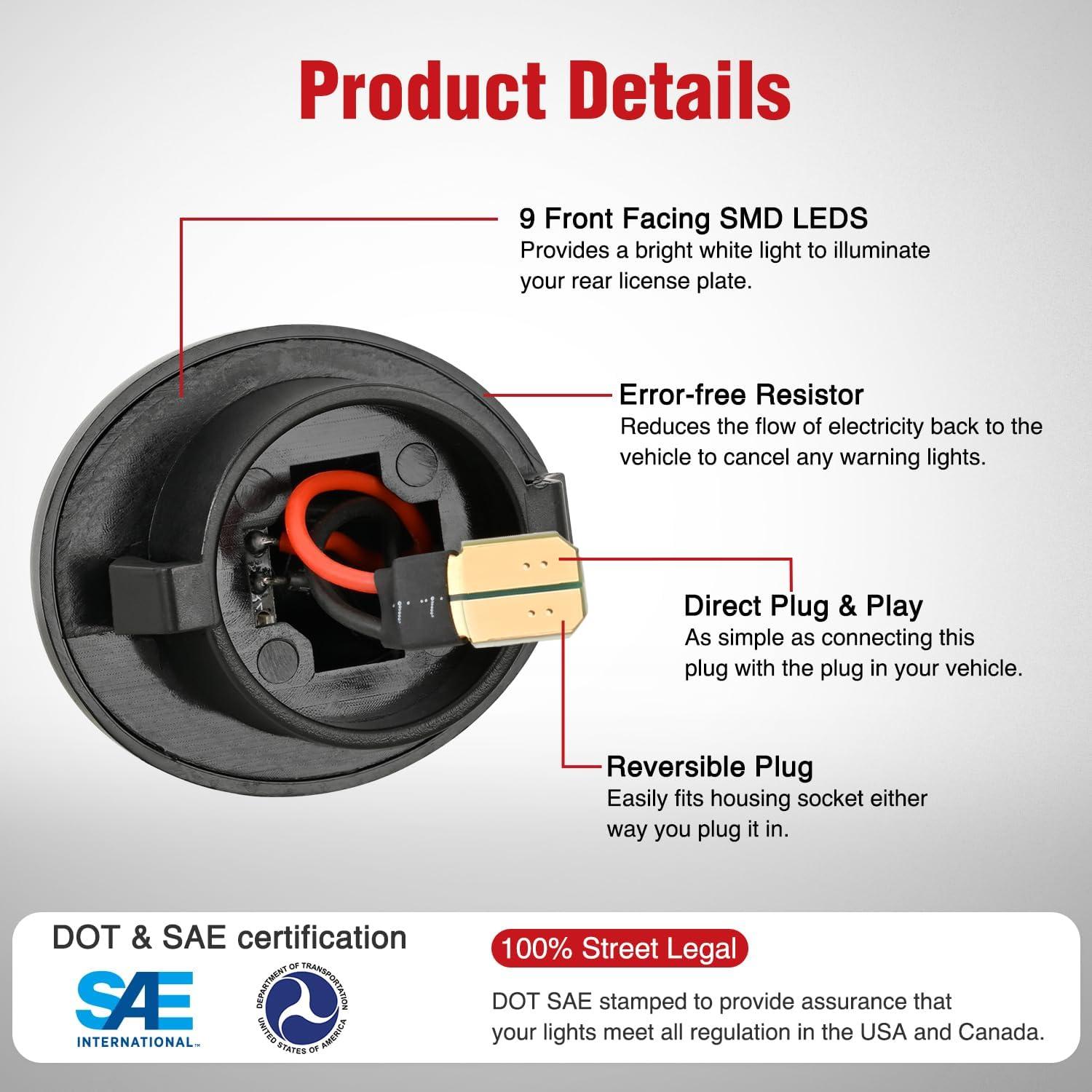 imageNilight License Plate Light Compatible with 1994 1995 1996 1997 1998 1999 2000 2001 Dodge Ram 1500 2500 3500 2002 RAM 2500 3500 6000K White 2PCS PackBlack 19902014 Ford F15019832011 Ford Ranger