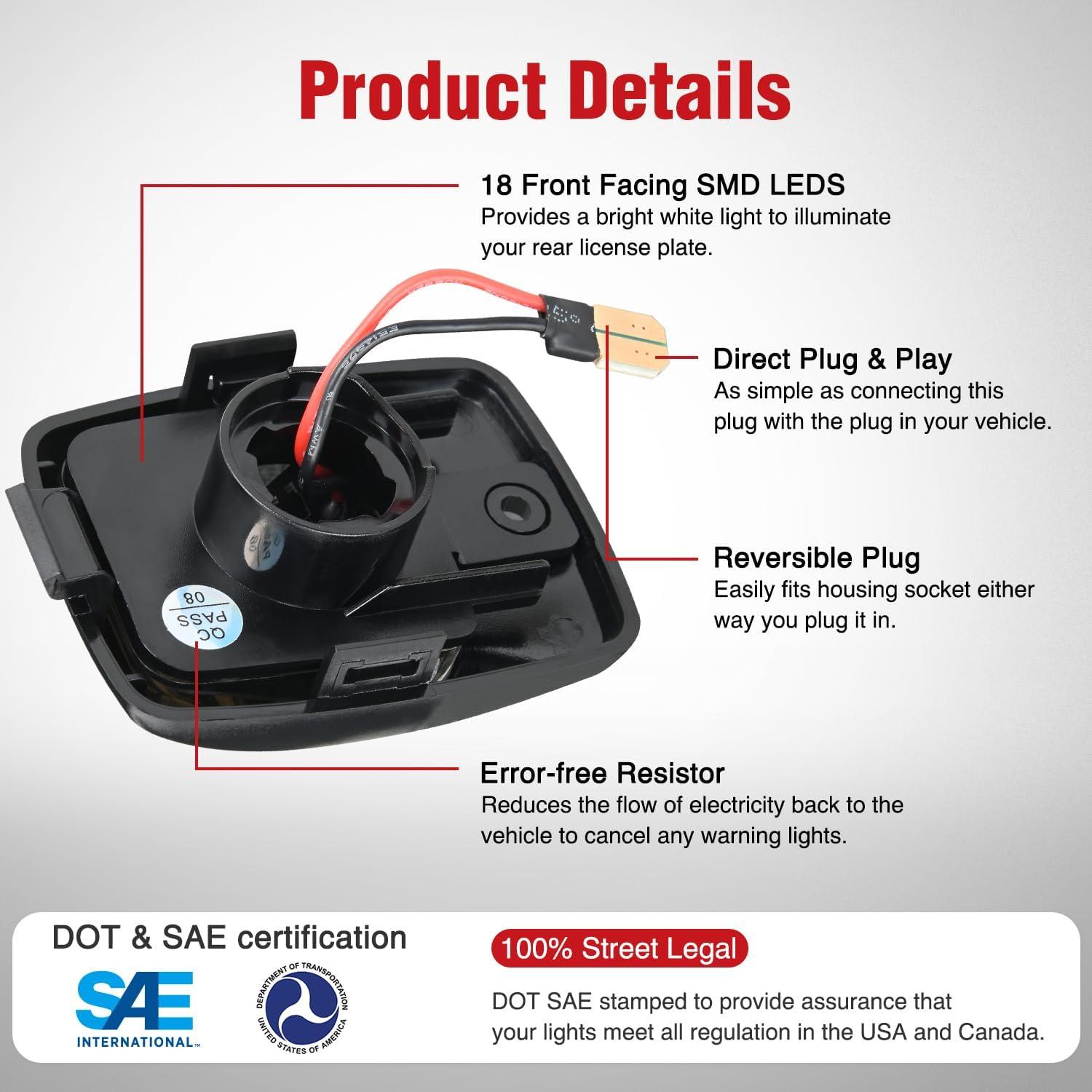 imageNilight License Plate Light Compatible with 1994 1995 1996 1997 1998 1999 2000 2001 Dodge Ram 1500 2500 3500 2002 RAM 2500 3500 6000K White 2PCS PackRed 20052015 Tacoma20002013 Tundra