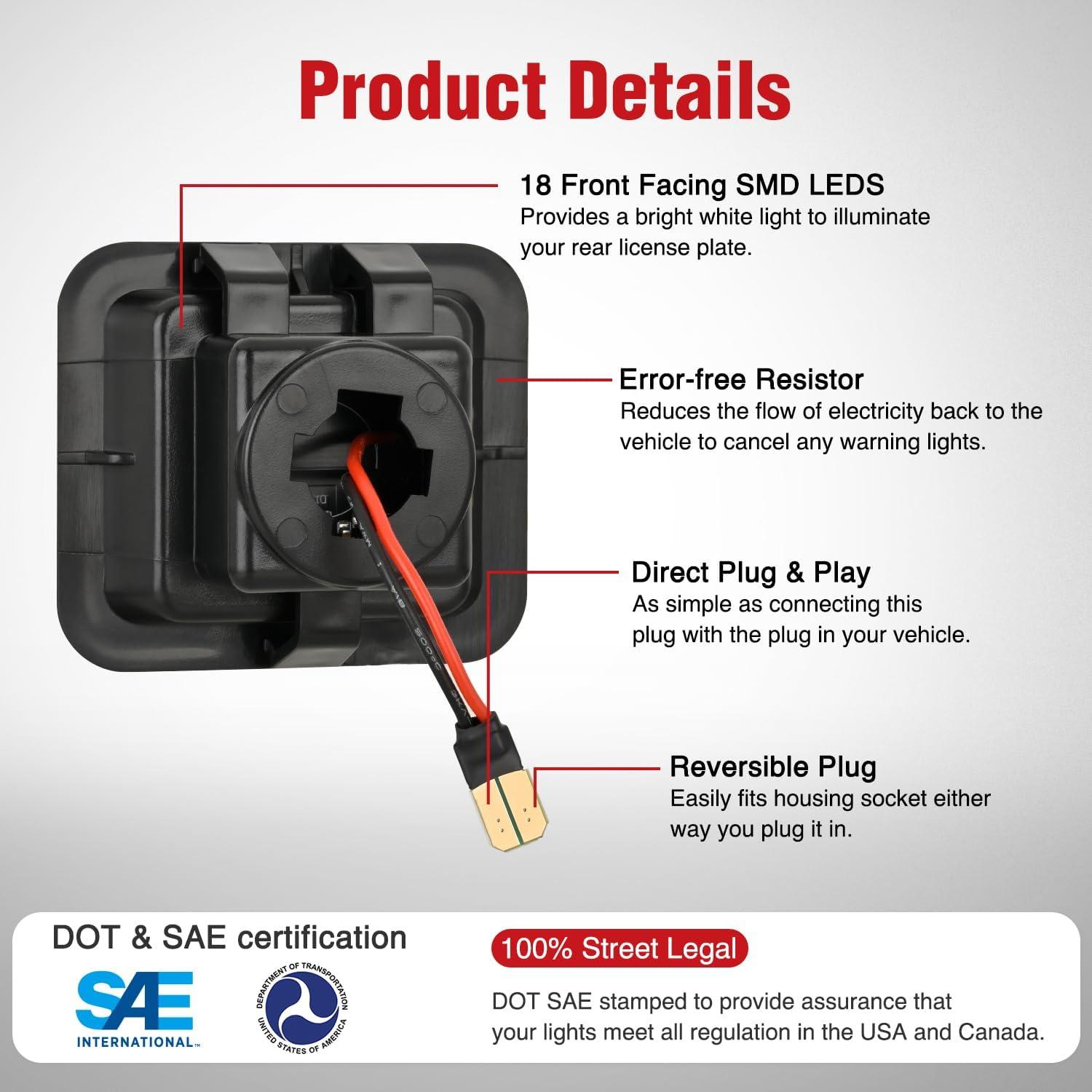 imageNilight License Plate Light Compatible with 1994 1995 1996 1997 1998 1999 2000 2001 Dodge Ram 1500 2500 3500 2002 RAM 2500 3500 6000K White 2PCS PackWhite 20152020 F150