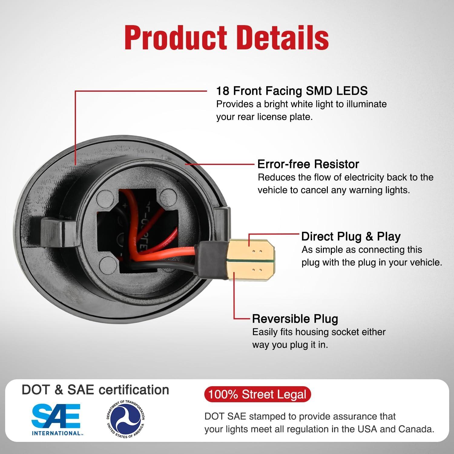 imageNilight License Plate Lights Compatible with 19992001 2002 2003 2004 2005 2006 2007 2008 2009 2010 2011 2012 2013 Chevy Silverado 1500 2500 3500 GMC Sierra Black housing 6000K White 2PCS PackRed 19902014 Ford F15019832011 Ford Ranger
