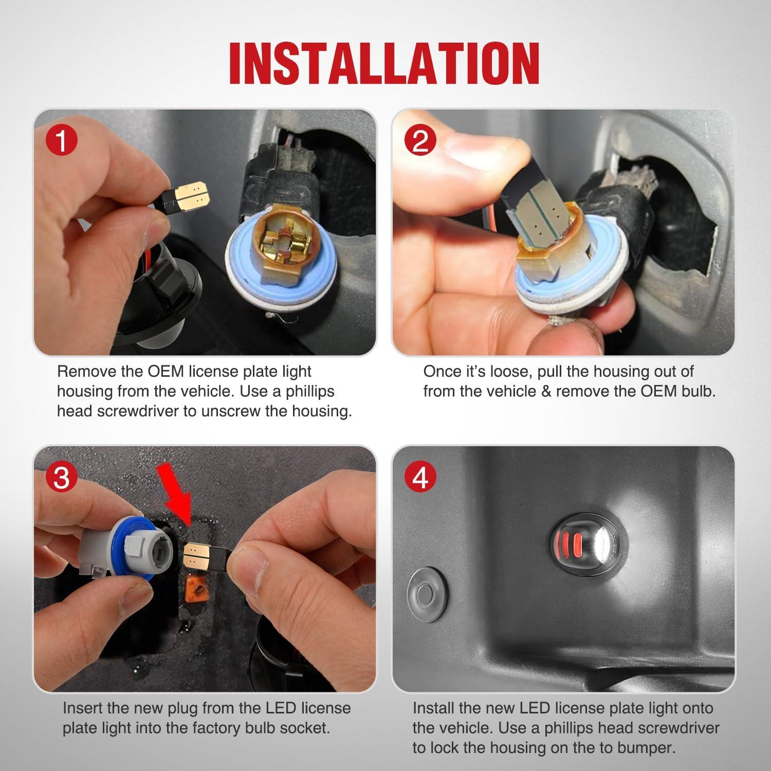 imageNilight License Plate Lights Compatible with 19992001 2002 2003 2004 2005 2006 2007 2008 2009 2010 2011 2012 2013 Chevy Silverado 1500 2500 3500 GMC Sierra Black housing 6000K White 2PCS PackRed 19902014 Ford F15019832011 Ford Ranger