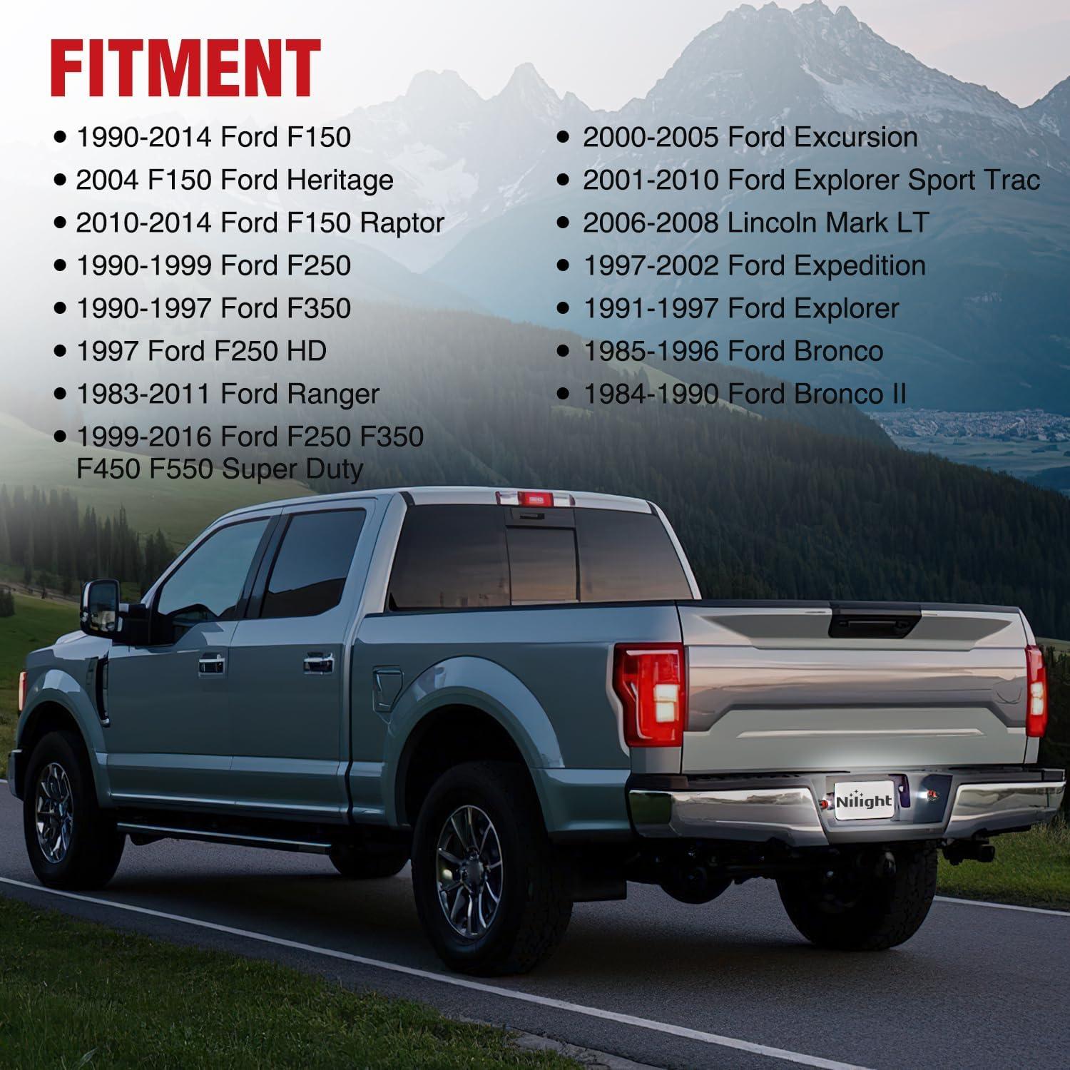 imageNilight License Plate Lights Compatible with 19992001 2002 2003 2004 2005 2006 2007 2008 2009 2010 2011 2012 2013 Chevy Silverado 1500 2500 3500 GMC Sierra Black housing 6000K White 2PCS PackRed 19902014 Ford F15019832011 Ford Ranger