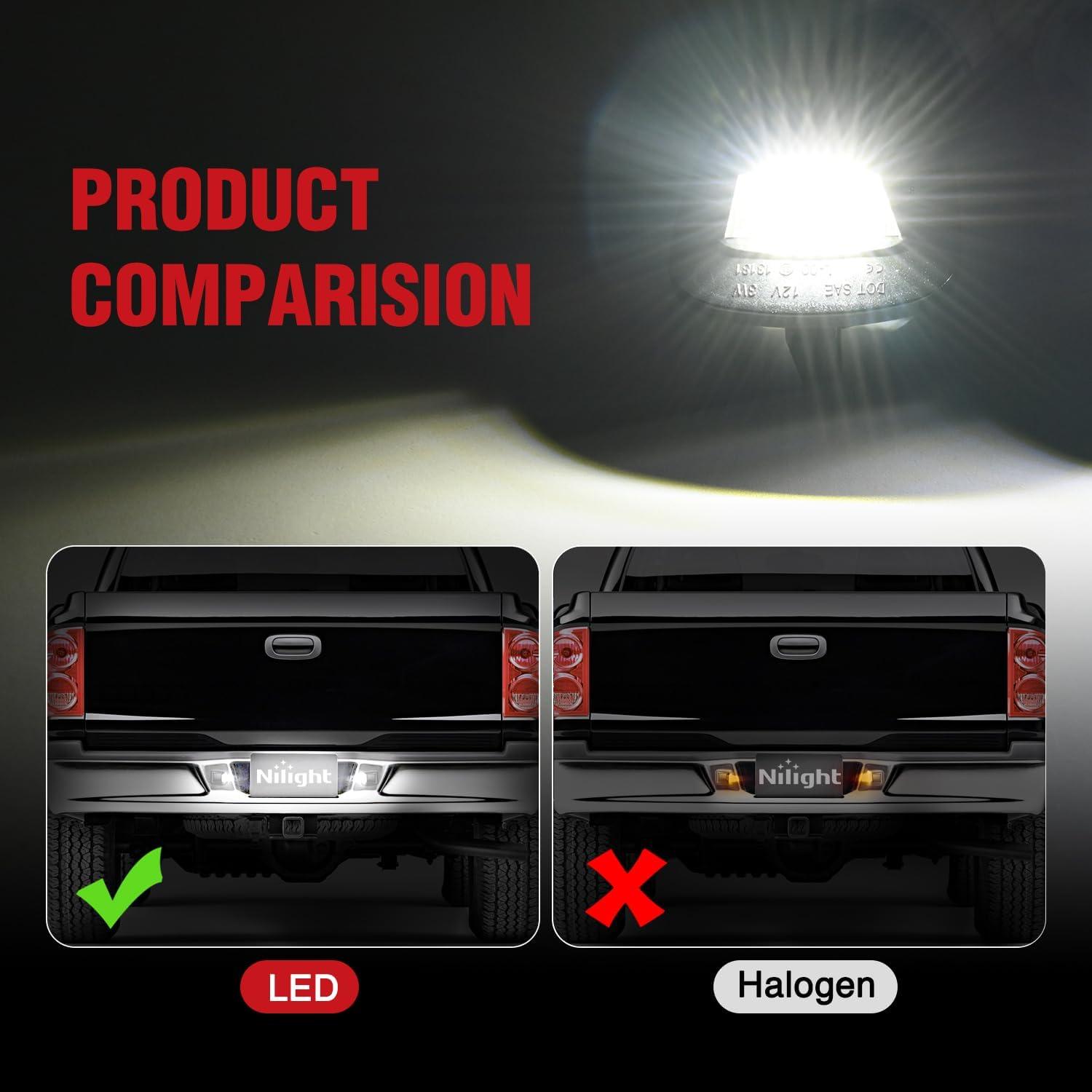 imageNilight License Plate Lights Compatible with 19992001 2002 2003 2004 2005 2006 2007 2008 2009 2010 2011 2012 2013 Chevy Silverado 1500 2500 3500 GMC Sierra Black housing 6000K White 2PCS Pack19972011 Dakota20062009 Raider