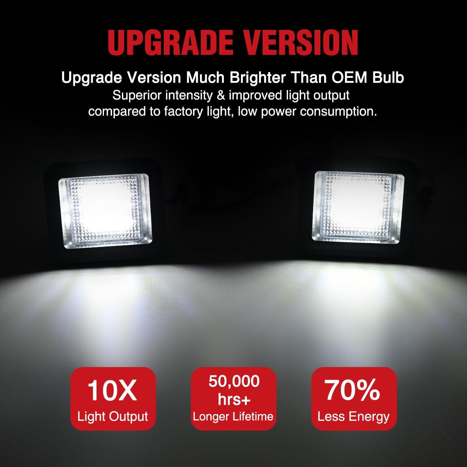 imageNilight License Plate Lights Compatible with 19992001 2002 2003 2004 2005 2006 2007 2008 2009 2010 2011 2012 2013 Chevy Silverado 1500 2500 3500 GMC Sierra Black housing 6000K White 2PCS PackWhite 20152020 F150