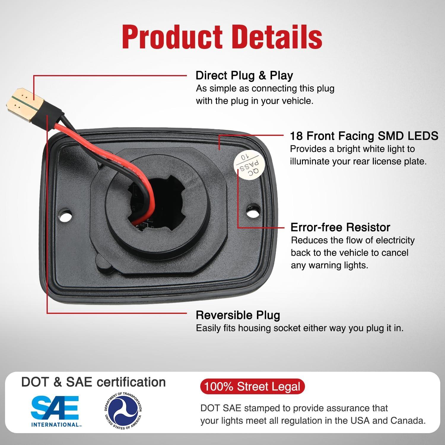 imageNilight License Plate Lights Compatible with 19992001 2002 2003 2004 2005 2006 2007 2008 2009 2010 2011 2012 2013 Chevy Silverado 1500 2500 3500 GMC Sierra Black housing 6000K White 2PCS PackBlack 19952004 Tacoma