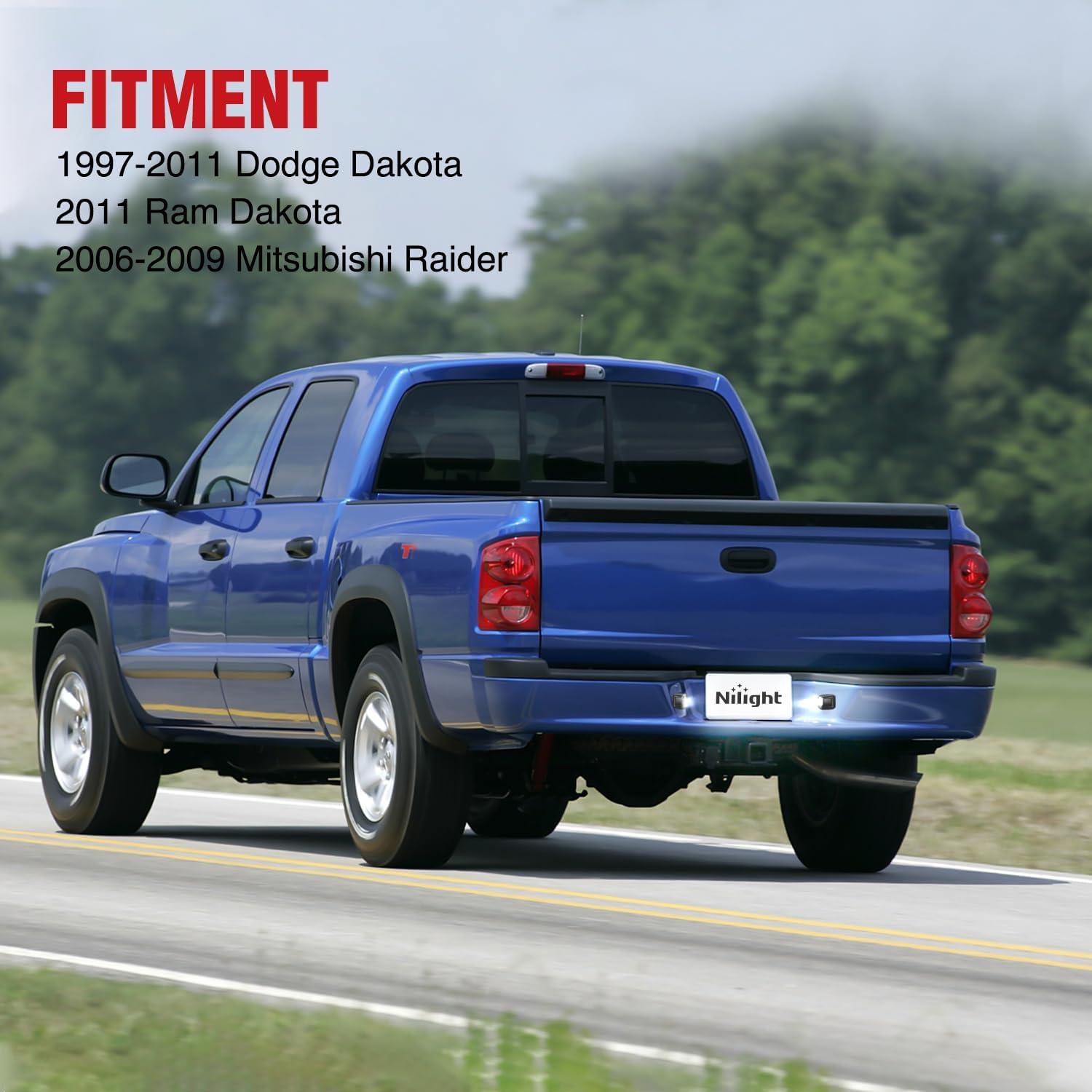 imageNilight License Plate Lights Compatible with 19992001 2002 2003 2004 2005 2006 2007 2008 2009 2010 2011 2012 2013 Chevy Silverado 1500 2500 3500 GMC Sierra Black housing 6000K White 2PCS Pack19972011 Dakota20062009 Raider