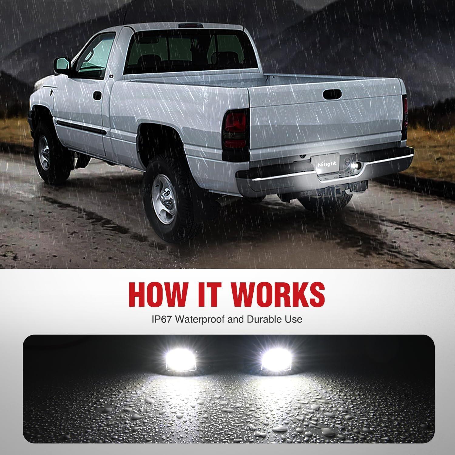 imageNilight License Plate Lights Compatible with 19992001 2002 2003 2004 2005 2006 2007 2008 2009 2010 2011 2012 2013 Chevy Silverado 1500 2500 3500 GMC Sierra Black housing 6000K White 2PCS Pack19942001 Dodge Ram