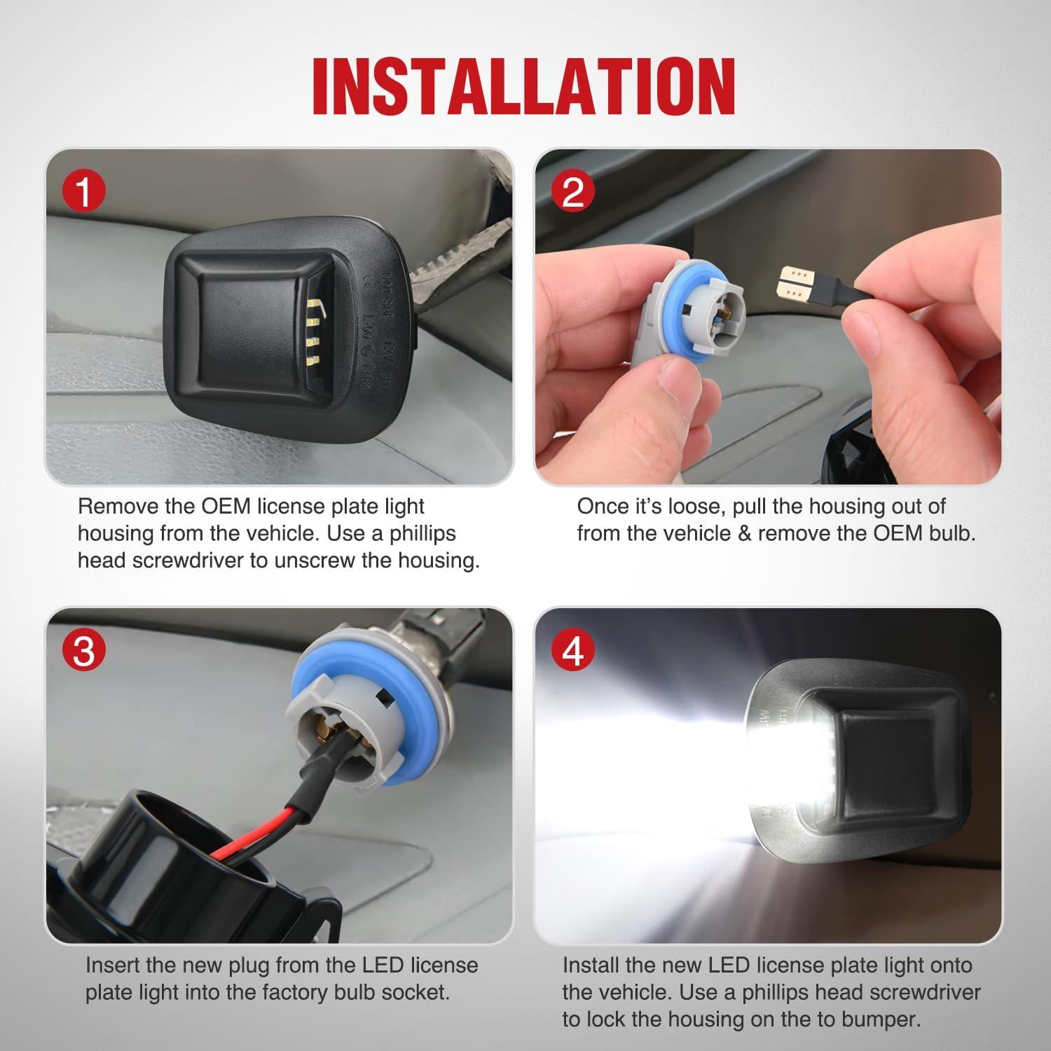 imageNilight License Plate Lights Compatible with 19992001 2002 2003 2004 2005 2006 2007 2008 2009 2010 2011 2012 2013 Chevy Silverado 1500 2500 3500 GMC Sierra Black housing 6000K White 2PCS Pack19972011 Dakota20062009 Raider