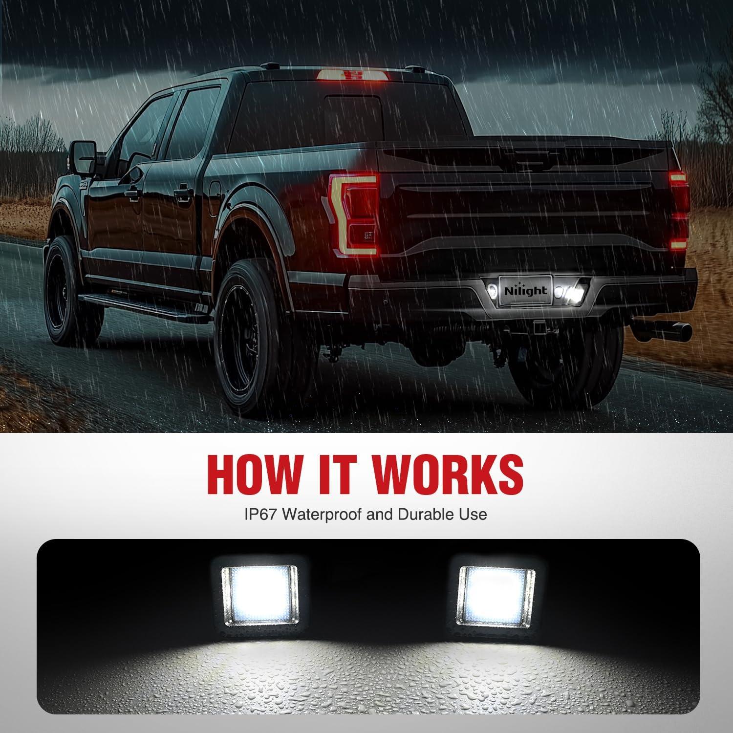 imageNilight License Plate Lights Compatible with 19992001 2002 2003 2004 2005 2006 2007 2008 2009 2010 2011 2012 2013 Chevy Silverado 1500 2500 3500 GMC Sierra Black housing 6000K White 2PCS PackSmoke 20152020 F150