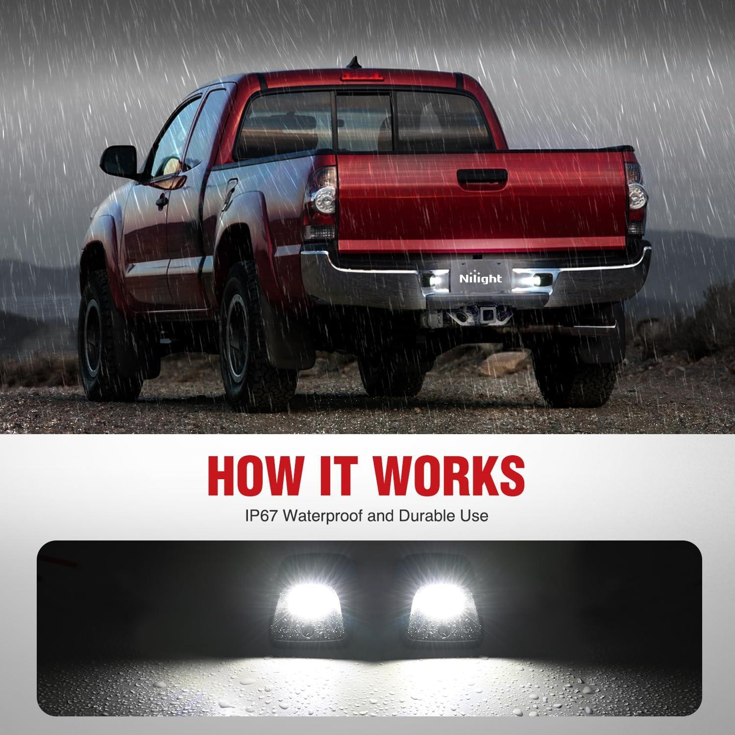 imageNilight License Plate Lights Compatible with 19992001 2002 2003 2004 2005 2006 2007 2008 2009 2010 2011 2012 2013 Chevy Silverado 1500 2500 3500 GMC Sierra Black housing 6000K White 2PCS PackBlack 19952004 Tacoma