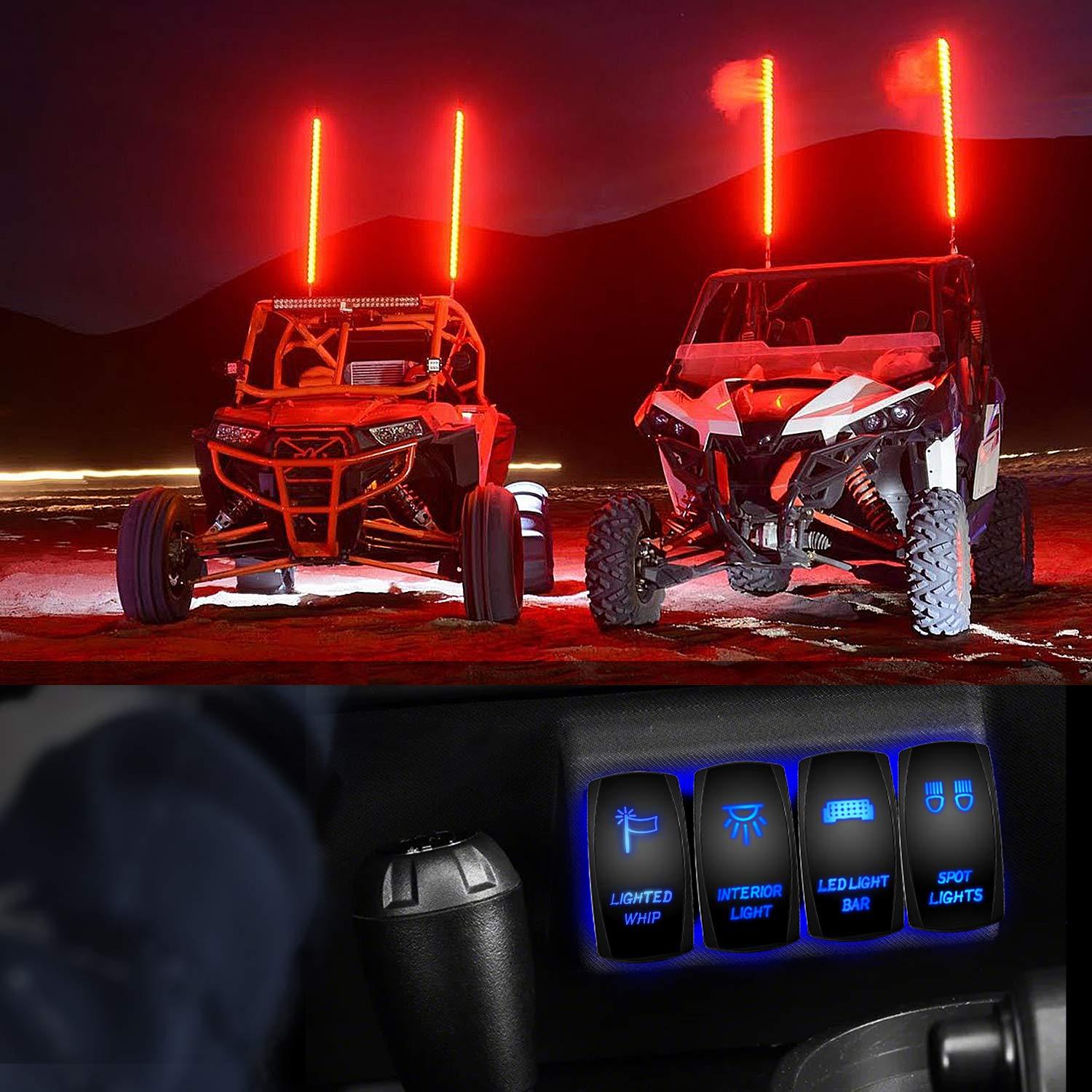 imageNilight Lighted Whip Rocker Switch Led Light Bar 5Pin Laser On Off SPST switches 20A12V 10A24V Red with Jumper Wires Set for Cars Trucks RVsBlue