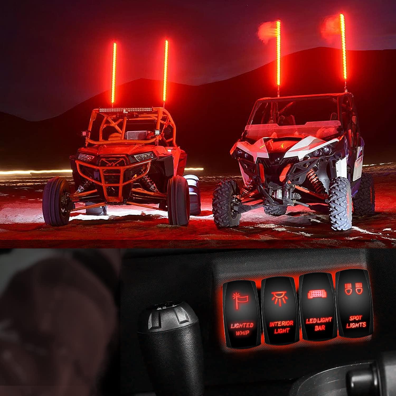 imageNilight Lighted Whip Rocker Switch Led Light Bar 5Pin Laser On Off SPST switches 20A12V 10A24V Red with Jumper Wires Set for Cars Trucks RVsRed