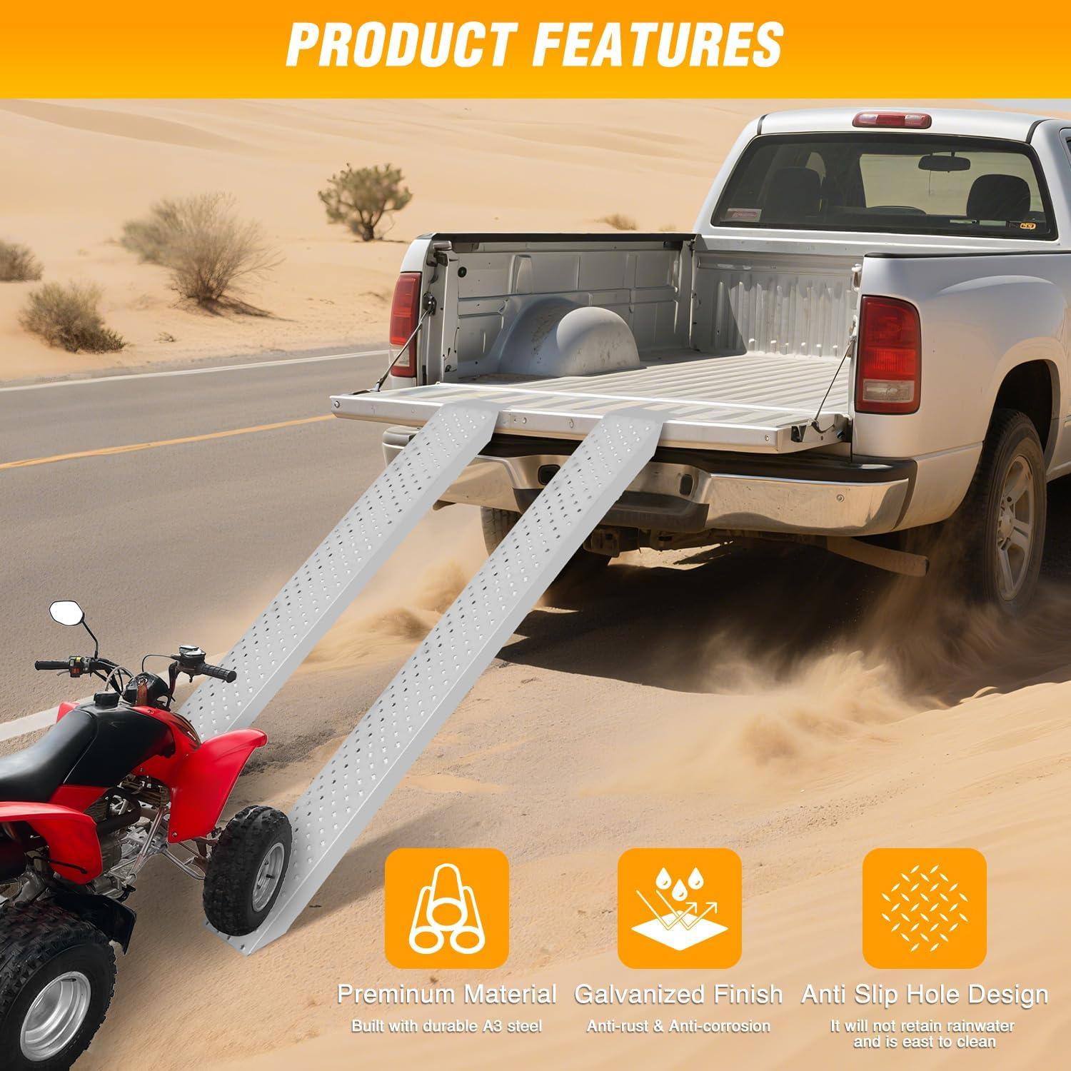 imageNilight Loading Ramps 626quot x 9quot Heavy Duty Steel Trailer Ramp 440lbs Capacity for Bicycle Motorcycle Scooter Moped ampamp More 1 Pack2Piece