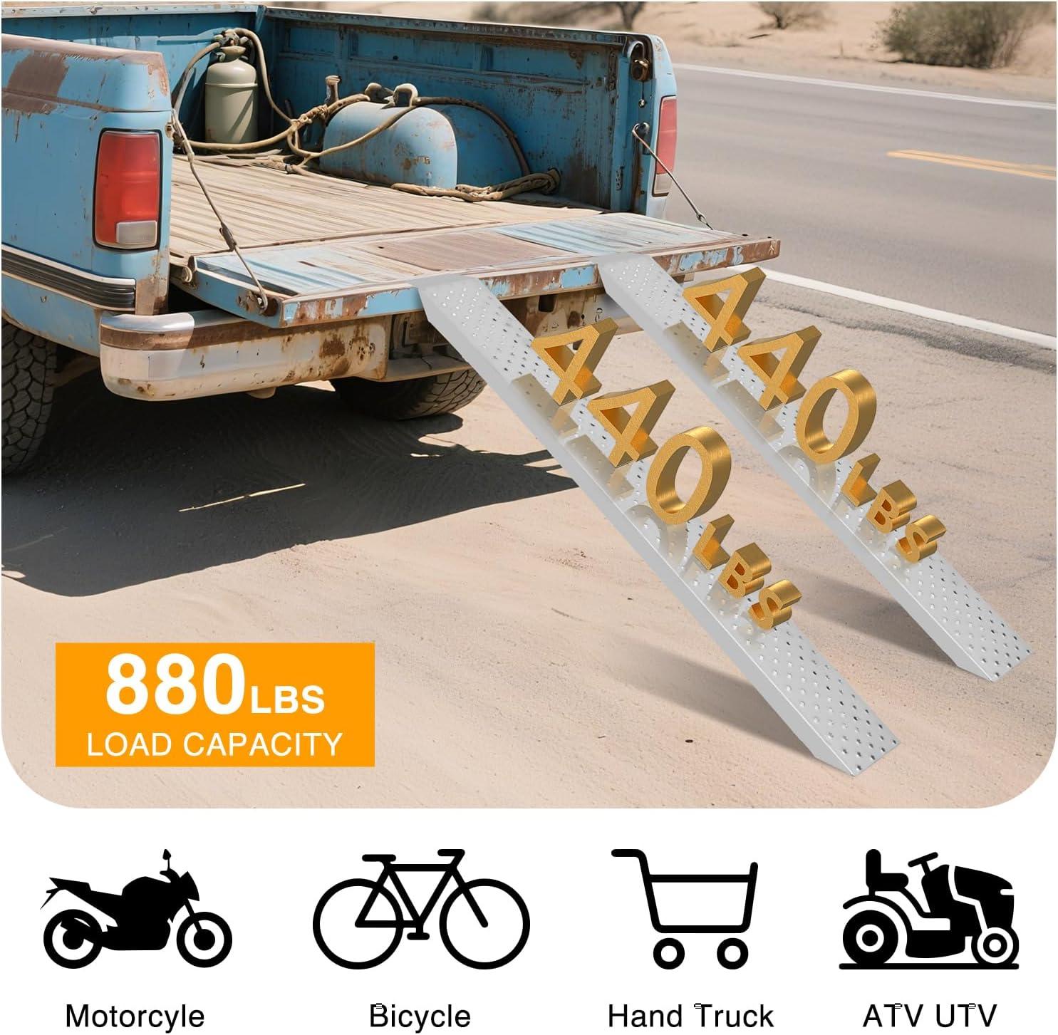 imageNilight Loading Ramps 626quot x 9quot Heavy Duty Steel Trailer Ramp 440lbs Capacity for Bicycle Motorcycle Scooter Moped ampamp More 1 Pack2Piece