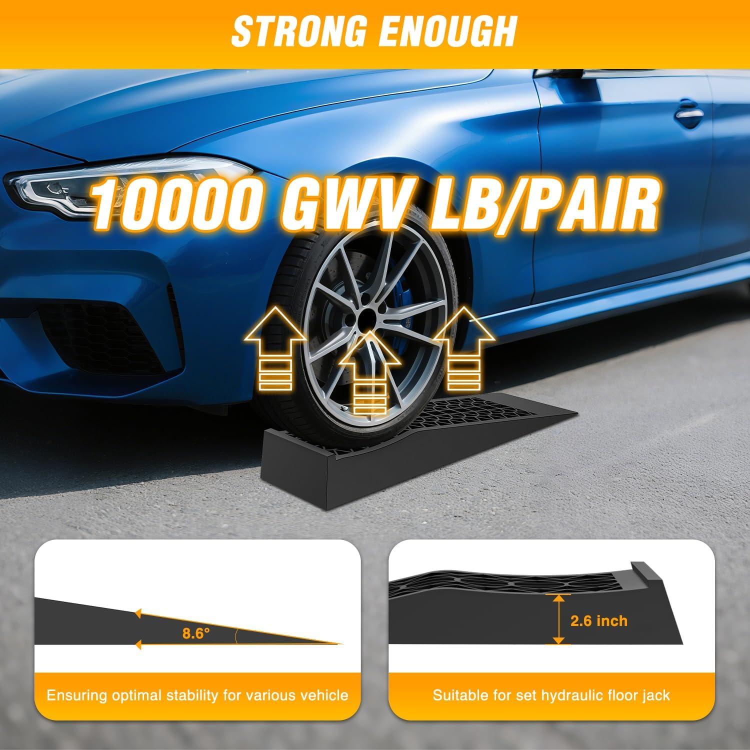 imageNilight Low Profile Car Ramps Portable Drive on Service Ramp for Support Jack Vehicle Maintenance 10000lb GVW Capacity 2 PackSize A