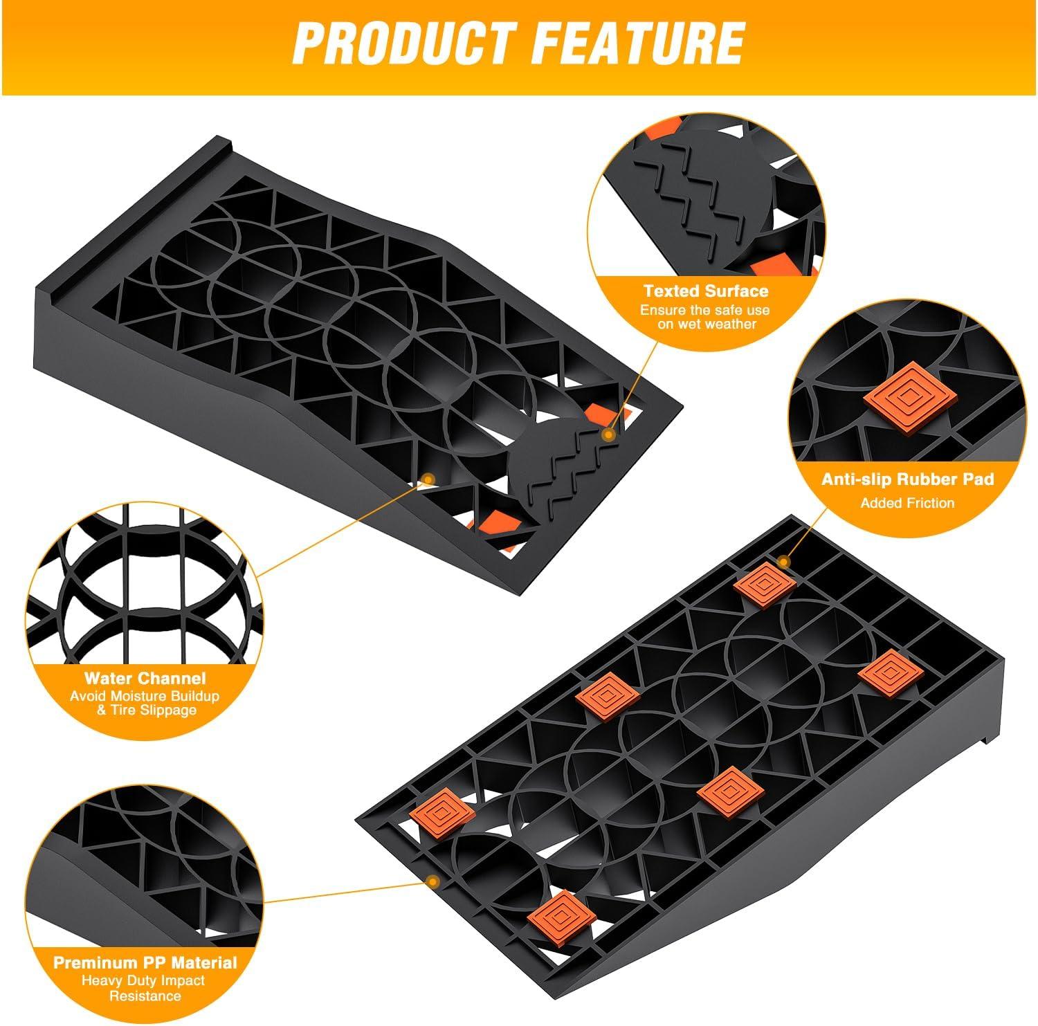 imageNilight Low Profile Car Ramps Portable Drive on Service Ramp for Support Jack Vehicle Maintenance 10000lb GVW Capacity 2 PackSize B