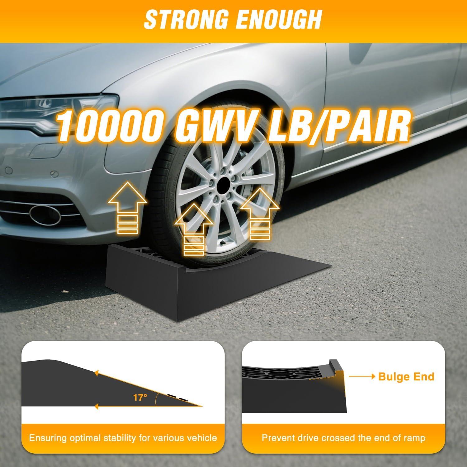 imageNilight Low Profile Car Ramps Portable Drive on Service Ramp for Support Jack Vehicle Maintenance 10000lb GVW Capacity 2 PackSize B