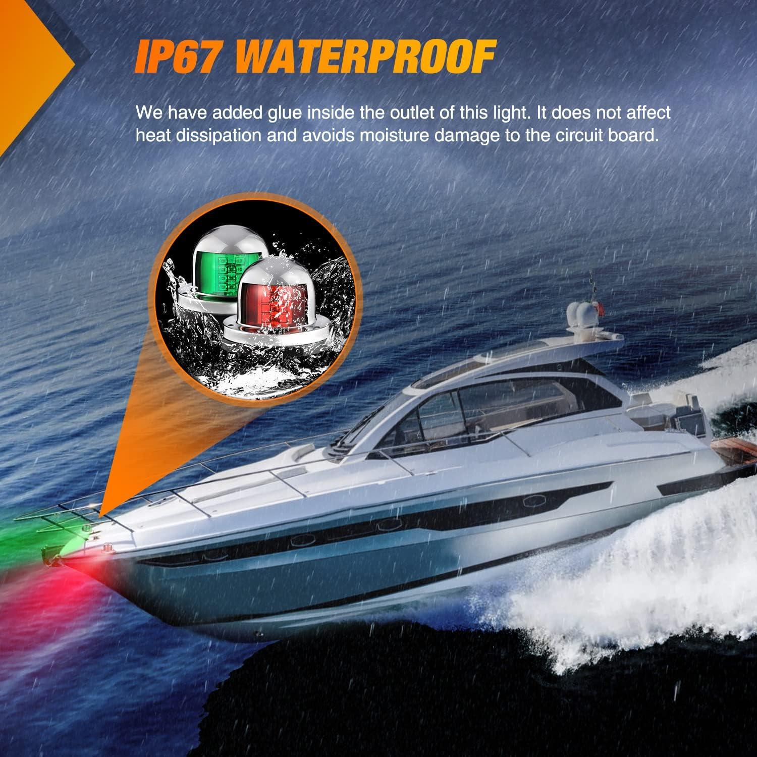 imageNilight Marine Boat Navigation Light 4PCS Red Green Port Starboard White Stern Lights Four Mode Waterproof Rechargeable Warning Safety Lamp for Skeeter Yacht Pontoon Trailer Truck Bike Backpack Helmet8LED Navigation Light2Pcs