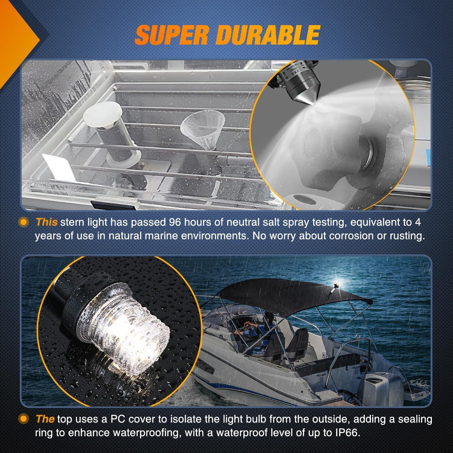 imageNilight Marine Boat Navigation Light 4PCS Red Green Port Starboard White Stern Lights Four Mode Waterproof Rechargeable Warning Safety Lamp for Skeeter Yacht Pontoon Trailer Truck Bike Backpack Helmet9Inch Boat Stern Light