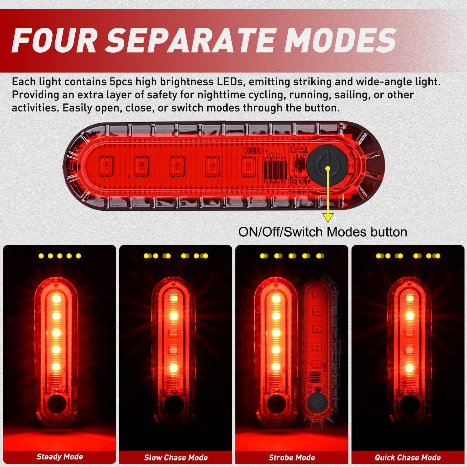 imageNilight Marine Boat Navigation Light 4PCS Red Green Port Starboard White Stern Lights Four Mode Waterproof Rechargeable Warning Safety Lamp for Skeeter Yacht Pontoon Trailer Truck Bike Backpack Helmet5LED Navigation Light4Pcs