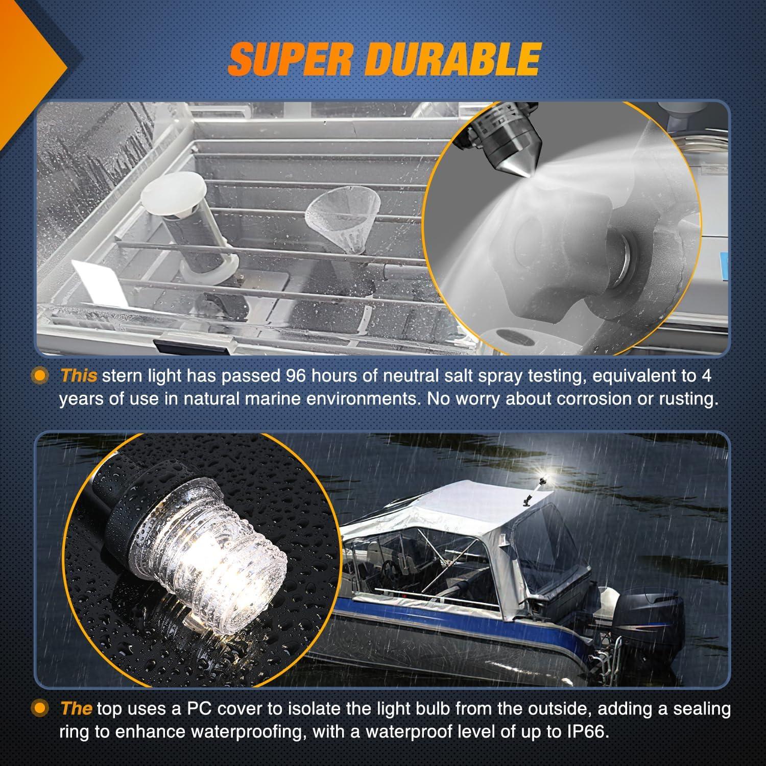 imageNilight Marine Boat Navigation Light 4PCS Red Green Port Starboard White Stern Lights Four Mode Waterproof Rechargeable Warning Safety Lamp for Skeeter Yacht Pontoon Trailer Truck Bike Backpack Helmet12Inch Boat Stern Light