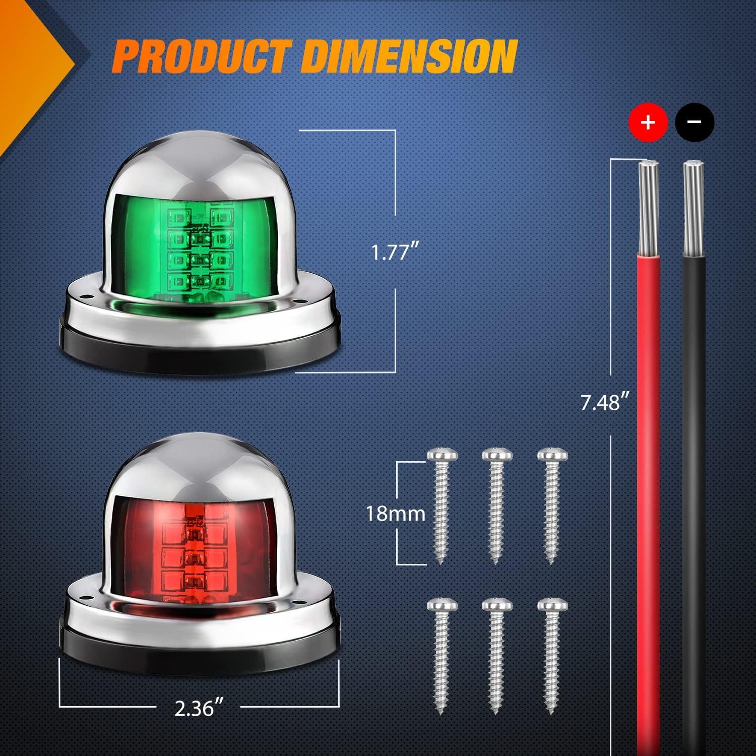 imageNilight Marine Boat Navigation Light 4PCS Red Green Port Starboard White Stern Lights Four Mode Waterproof Rechargeable Warning Safety Lamp for Skeeter Yacht Pontoon Trailer Truck Bike Backpack Helmet8LED Navigation Light2Pcs
