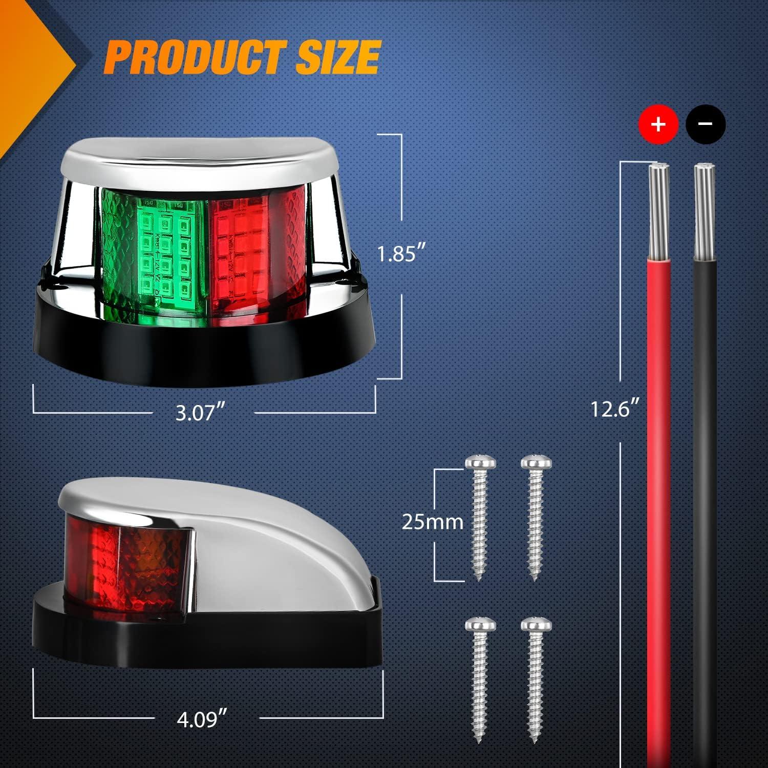 imageNilight Marine Boat Navigation Light 4PCS Red Green Port Starboard White Stern Lights Four Mode Waterproof Rechargeable Warning Safety Lamp for Skeeter Yacht Pontoon Trailer Truck Bike Backpack Helmet24LED Navigation Light1Pc
