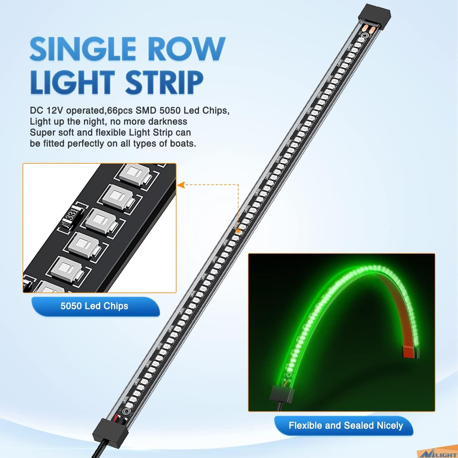 imageNilight Marine Boat Navigation Light 4PCS Red Green Port Starboard White Stern Lights Four Mode Waterproof Rechargeable Warning Safety Lamp for Skeeter Yacht Pontoon Trailer Truck Bike Backpack Helmet66LED Light Strip2Pcs