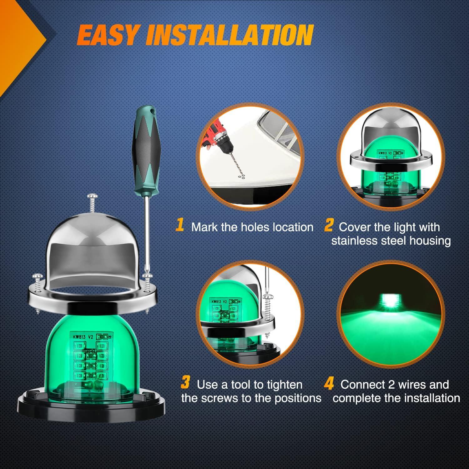 imageNilight Marine Boat Navigation Light 4PCS Red Green Port Starboard White Stern Lights Four Mode Waterproof Rechargeable Warning Safety Lamp for Skeeter Yacht Pontoon Trailer Truck Bike Backpack Helmet8LED Navigation Light2Pcs