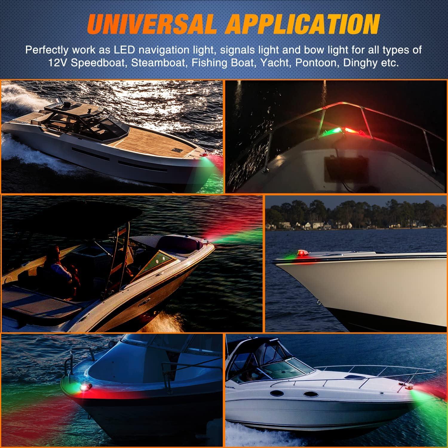 imageNilight Marine Boat Navigation Light 4PCS Red Green Port Starboard White Stern Lights Four Mode Waterproof Rechargeable Warning Safety Lamp for Skeeter Yacht Pontoon Trailer Truck Bike Backpack Helmet24LED Navigation Light1Pc