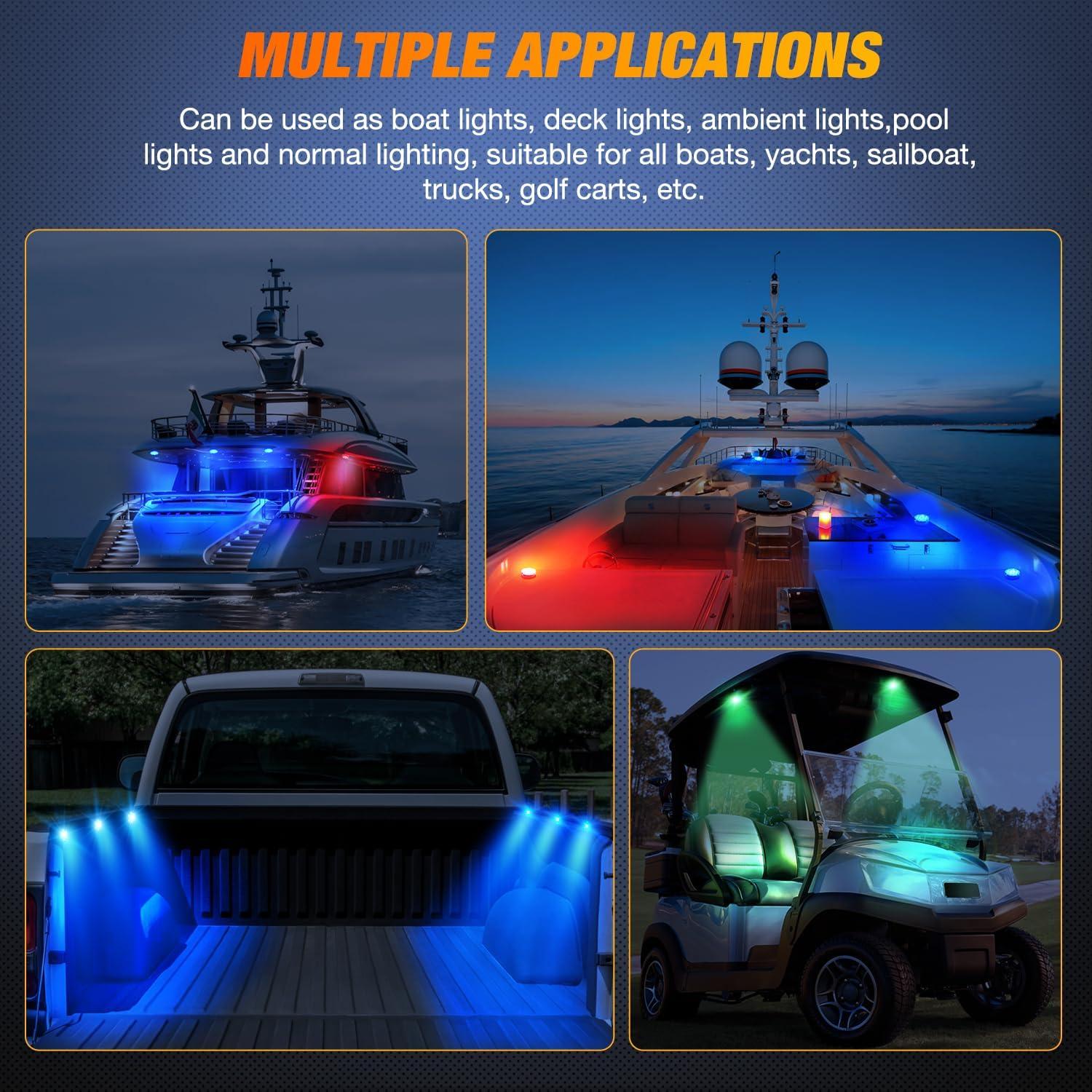 imageNilight Marine Boat Navigation Light 4PCS Red Green Port Starboard White Stern Lights Four Mode Waterproof Rechargeable Warning Safety Lamp for Skeeter Yacht Pontoon Trailer Truck Bike Backpack Helmet4PCS RGB Boat Light
