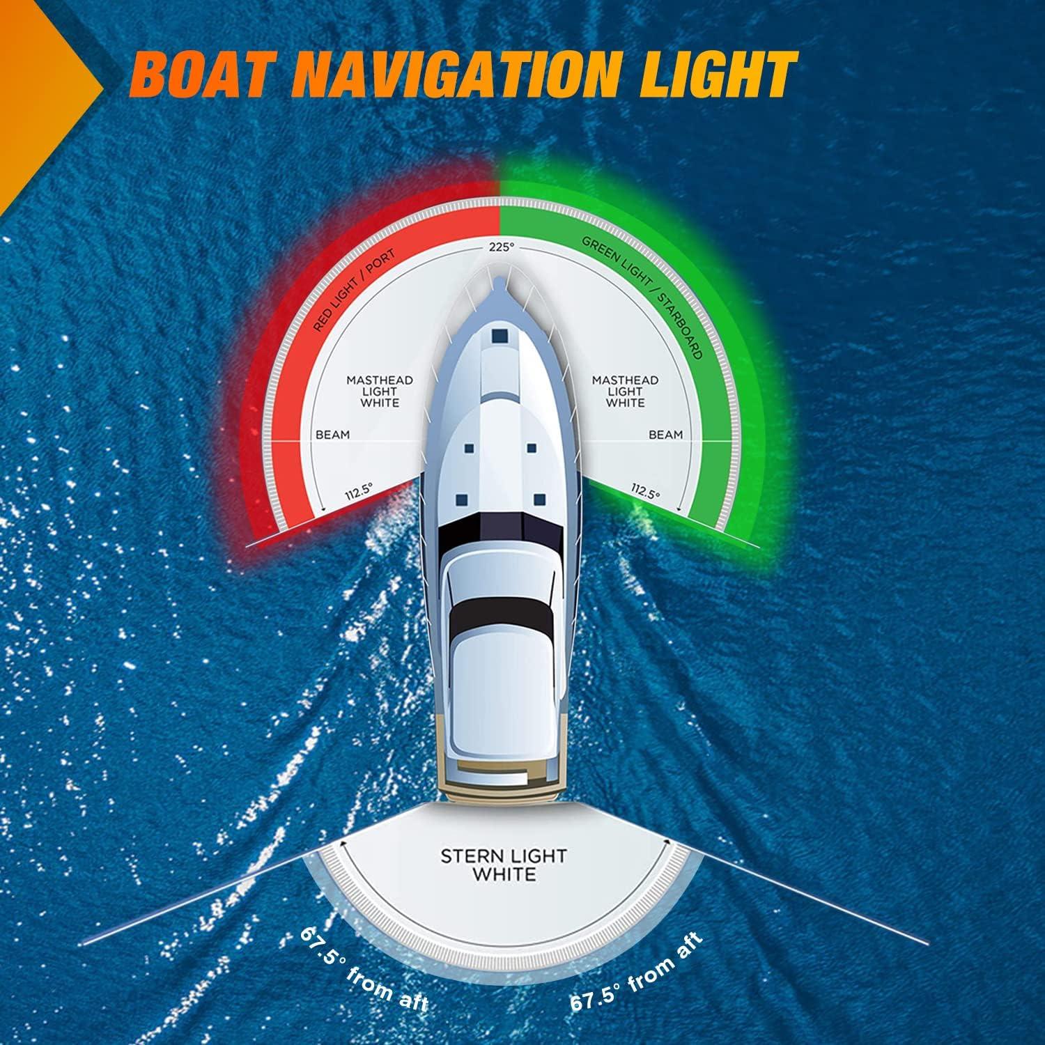 imageNilight Marine Boat Navigation Light 4PCS Red Green Port Starboard White Stern Lights Four Mode Waterproof Rechargeable Warning Safety Lamp for Skeeter Yacht Pontoon Trailer Truck Bike Backpack Helmet24LED Navigation Light1Pc