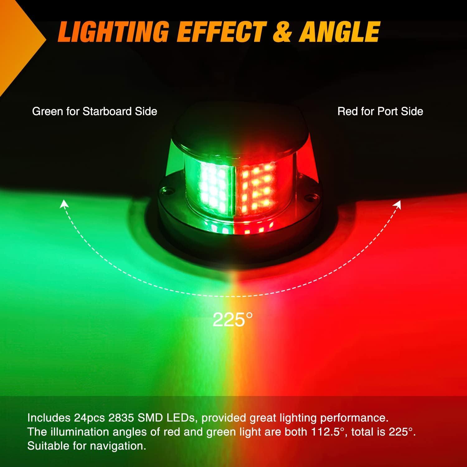 imageNilight Marine Boat Navigation Light 4PCS Red Green Port Starboard White Stern Lights Four Mode Waterproof Rechargeable Warning Safety Lamp for Skeeter Yacht Pontoon Trailer Truck Bike Backpack Helmet24LED Navigation Light1Pc