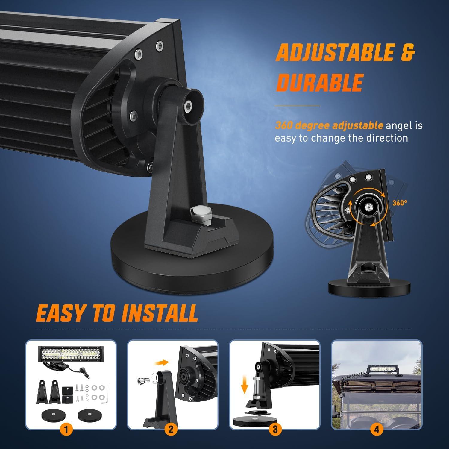 imageNilight Marine LED Light Bar Navigation Lights 135 Inch White Spot Flood Combo Ponton Boat Deck Dock Lighting for Night Fishing Ttop Stern Yacht Port Sailboat Trucks Tractors135Inch Cigarette Lighter Light Bar