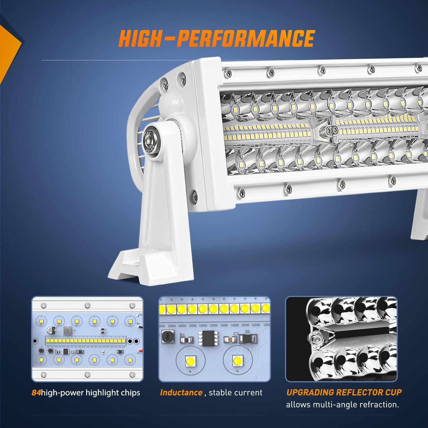 imageNilight Marine LED Light Bar Navigation Lights 135 Inch White Spot Flood Combo Ponton Boat Deck Dock Lighting for Night Fishing Ttop Stern Yacht Port Sailboat Trucks Tractors9Inch 84 Leds White Shell