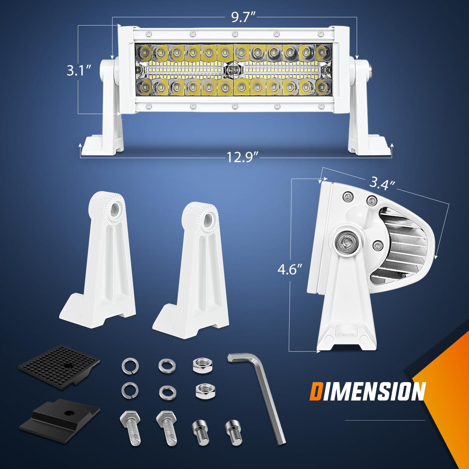 imageNilight Marine LED Light Bar Navigation Lights 135 Inch White Spot Flood Combo Ponton Boat Deck Dock Lighting for Night Fishing Ttop Stern Yacht Port Sailboat Trucks Tractors9Inch 84 Leds White Shell