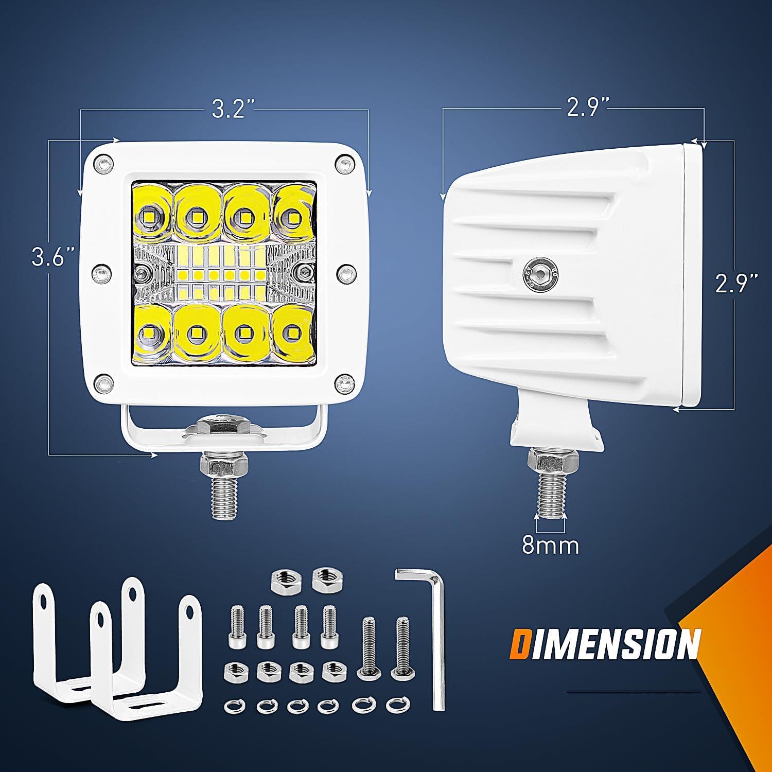 imageNilight Marine LED Light Pods Navigation Lights 2PCS 3 Inch White Spot Flood Combo Ponton Boat Deck Dock Lighting for Night Fishing Ttop Stern Yacht Port Sailboat Trucks TractorsWhite Shell White Light