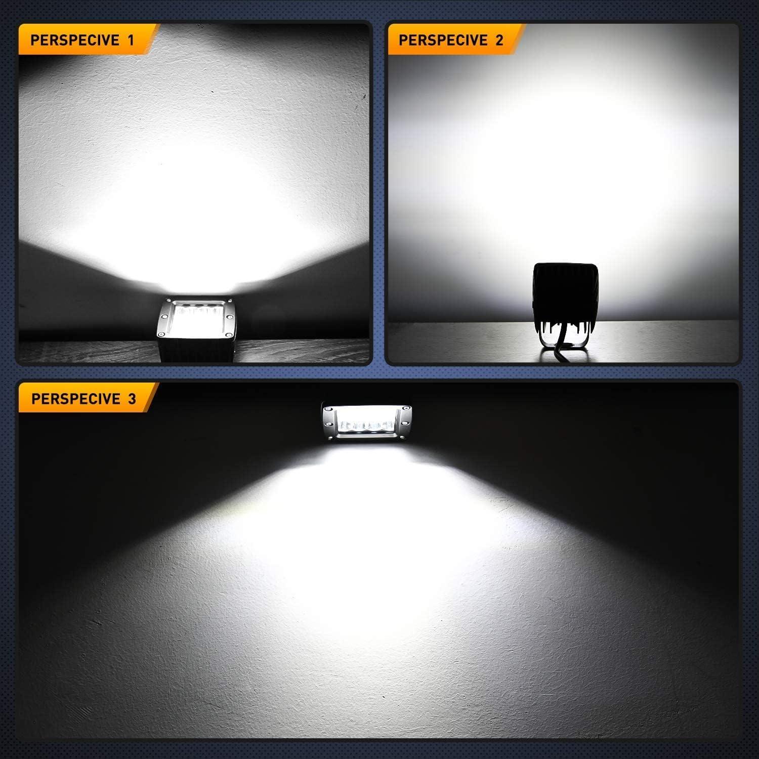 imageNilight Marine LED Light Pods Navigation Lights 2PCS 3 Inch White Spot Flood Combo Ponton Boat Deck Dock Lighting for Night Fishing Ttop Stern Yacht Port Sailboat Trucks Tractors2Pcs Led Pods 2 tow hitch Wiring Harness