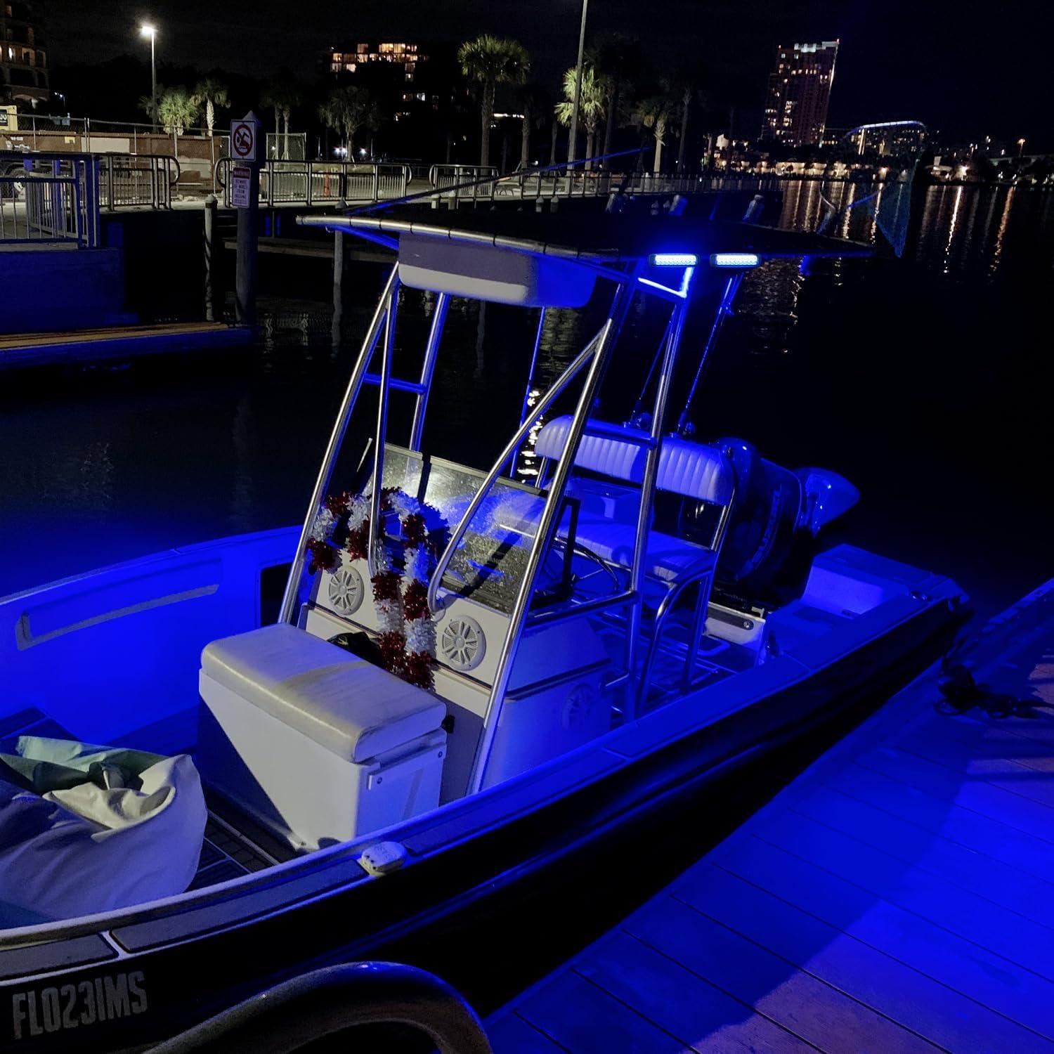 imageNilight Marine LED Pods Navigation Lights 2PCS 72W Blue Beam Flood Beam Ponton Boat Deck Dock Lighting for Night Fishing Ttop Stern Yacht Kayak Port Sailboat Trucks TractorsWhiteBlue 2Pcs