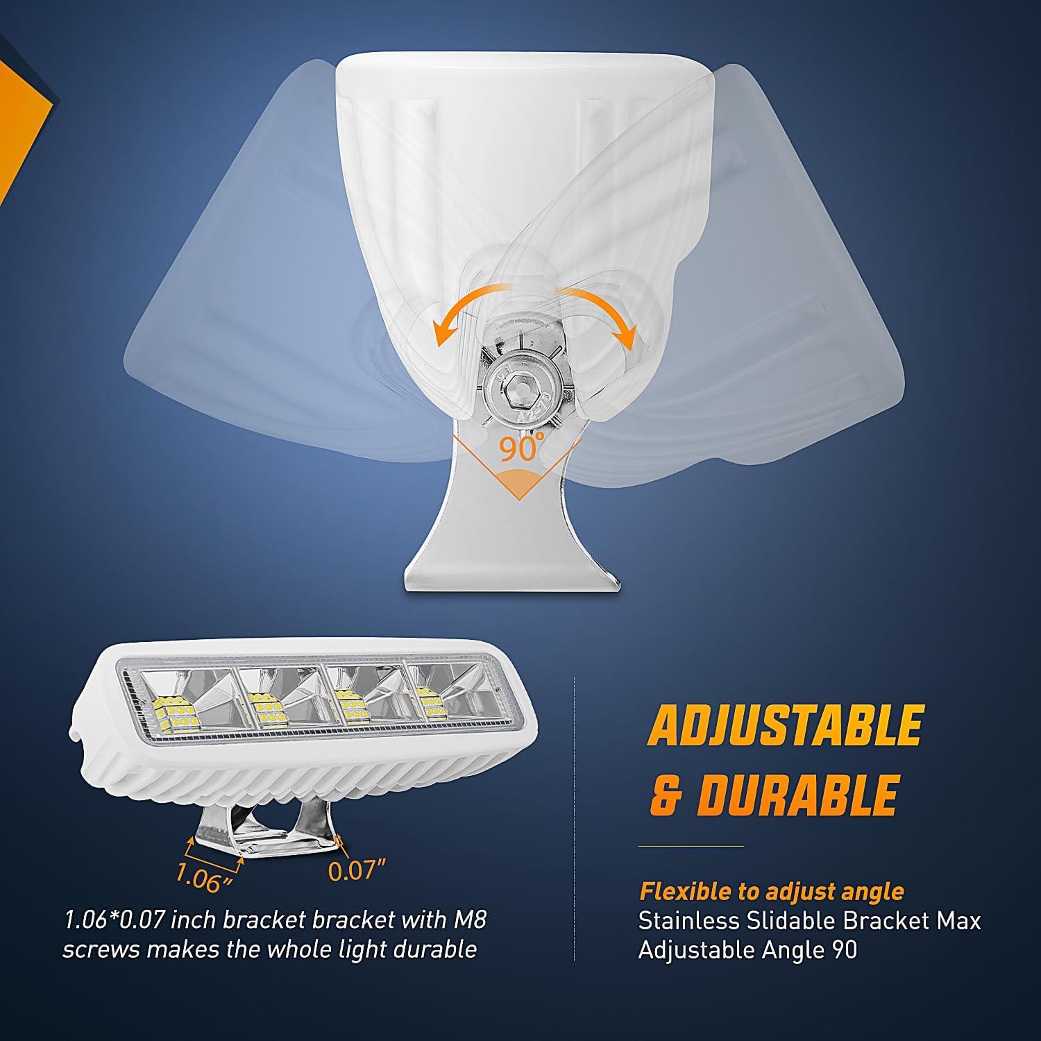 imageNilight Marine LED Pods Navigation Lights 2PCS 72W Blue Beam Flood Beam Ponton Boat Deck Dock Lighting for Night Fishing Ttop Stern Yacht Kayak Port Sailboat Trucks TractorsWhite Lights White House 72W