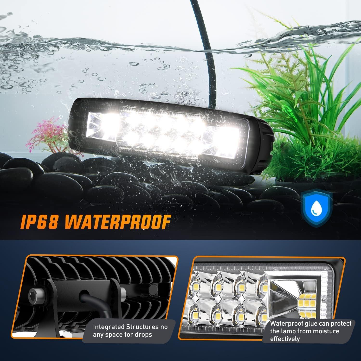 imageNilight Marine LED Pods Navigation Lights 2PCS 72W Blue Beam Flood Beam Ponton Boat Deck Dock Lighting for Night Fishing Ttop Stern Yacht Kayak Port Sailboat Trucks Tractors60W Led Pods 2Pcs White