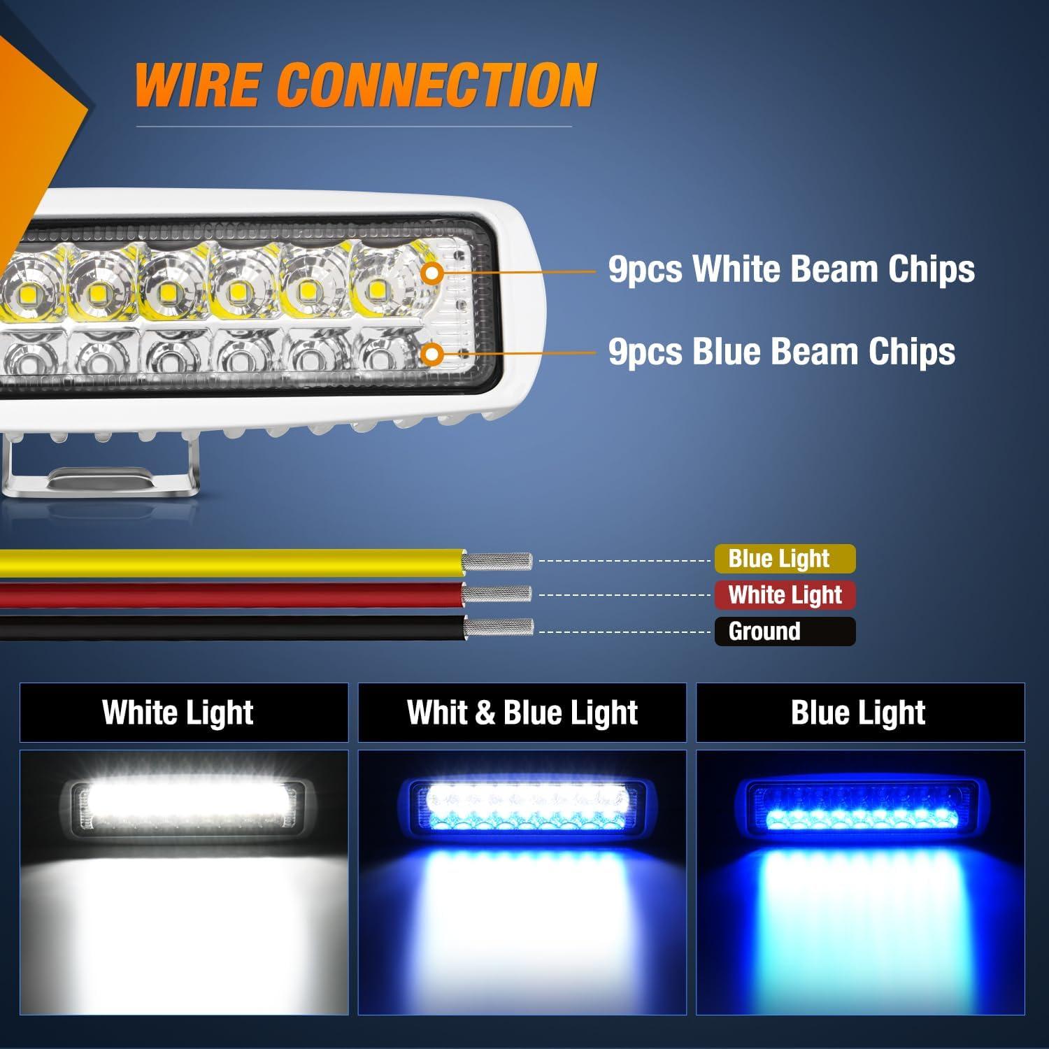 imageNilight Marine LED Pods Navigation Lights 2PCS 72W Blue Beam Flood Beam Ponton Boat Deck Dock Lighting for Night Fishing Ttop Stern Yacht Kayak Port Sailboat Trucks TractorsWhiteBlue 2Pcs