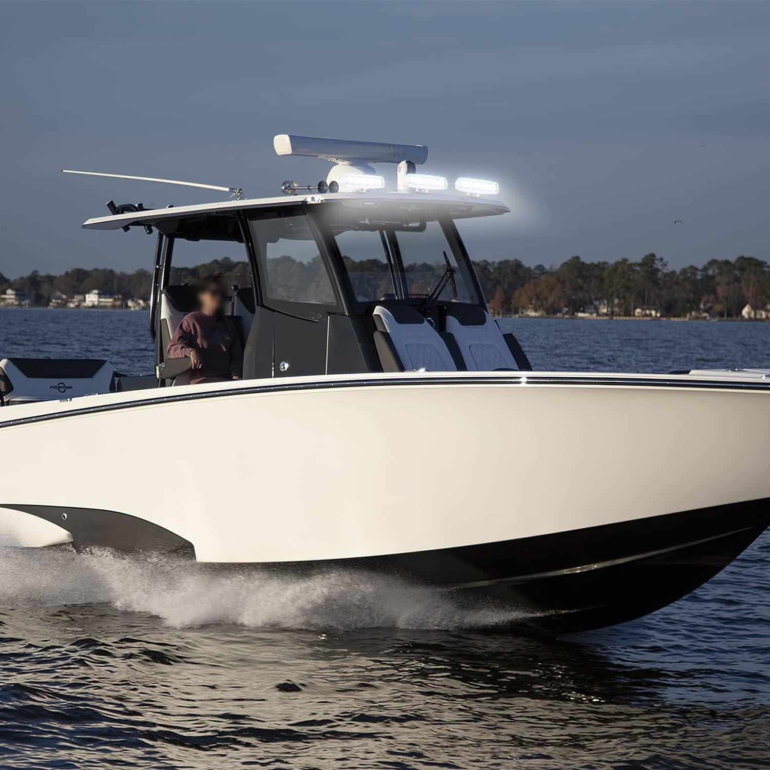 imageNilight Marine LED Pods Navigation Lights 2PCS 72W Blue Beam Flood Beam Ponton Boat Deck Dock Lighting for Night Fishing Ttop Stern Yacht Kayak Port Sailboat Trucks TractorsWhite Lights White House