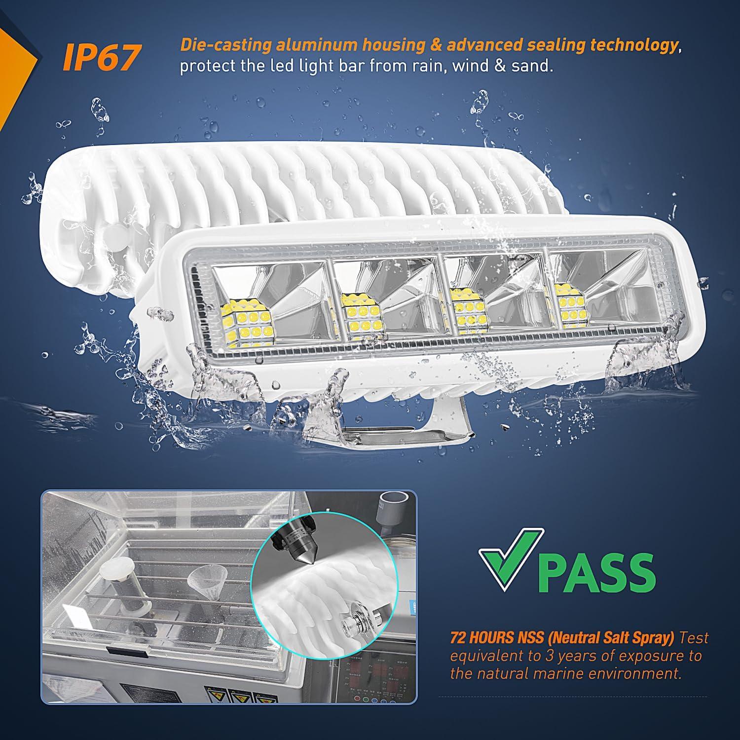 imageNilight Marine LED Pods Navigation Lights 2PCS 72W Blue Beam Flood Beam Ponton Boat Deck Dock Lighting for Night Fishing Ttop Stern Yacht Kayak Port Sailboat Trucks TractorsWhite Lights White House 72W