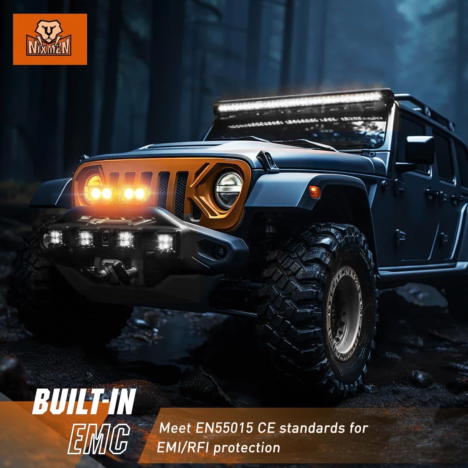 imageNilight Motorcycle Amber LED Pods 2 PCS 3 Inch 1070LM Flood Offroad Fog Driving Auxiliary Light w18AWG DT Wiring Harness Kit for ATV Truck Boat Tractor ForkliftAmber Led Pods