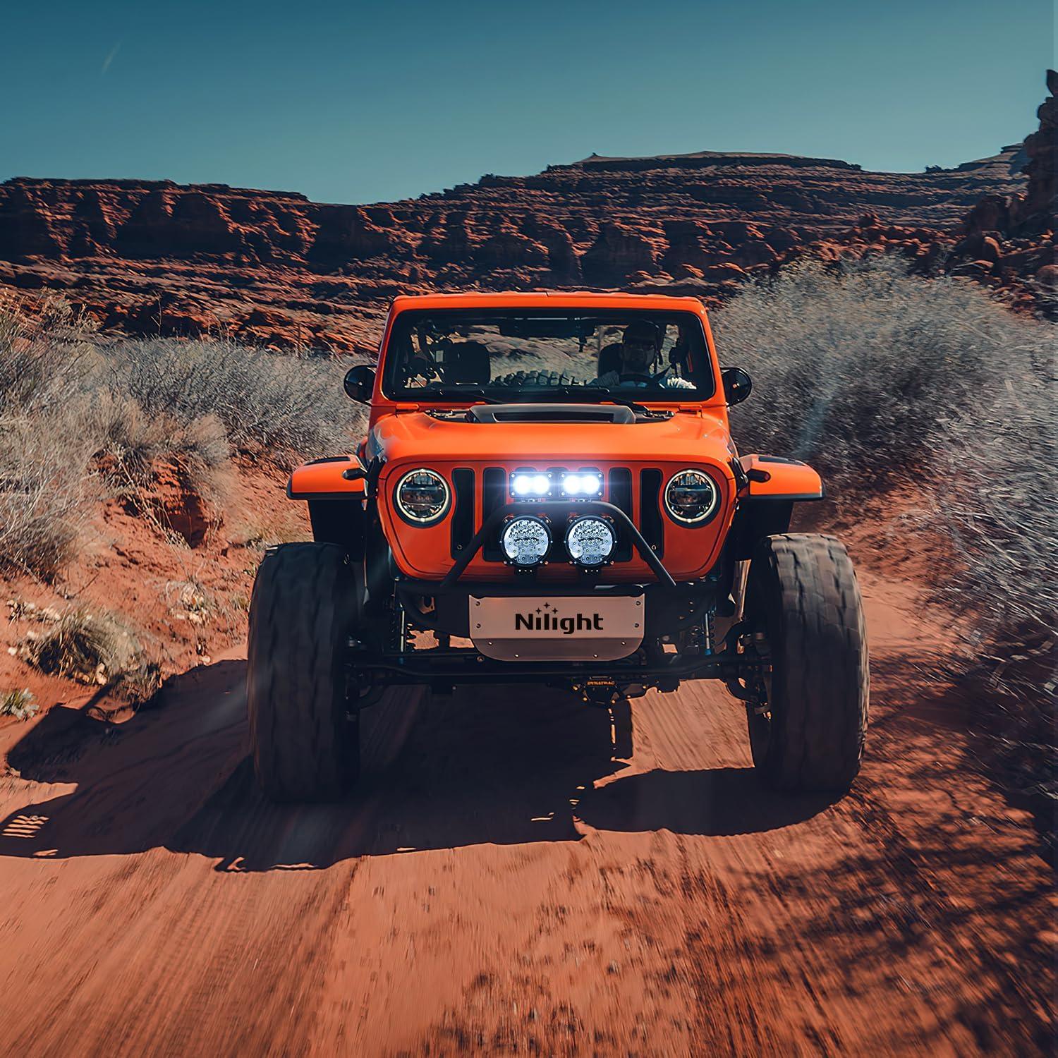 imageNilight Motorcycle Amber LED Pods 2 PCS 3 Inch 1070LM Flood Offroad Fog Driving Auxiliary Light w18AWG DT Wiring Harness Kit for ATV Truck Boat Tractor ForkliftWhite Led Pods