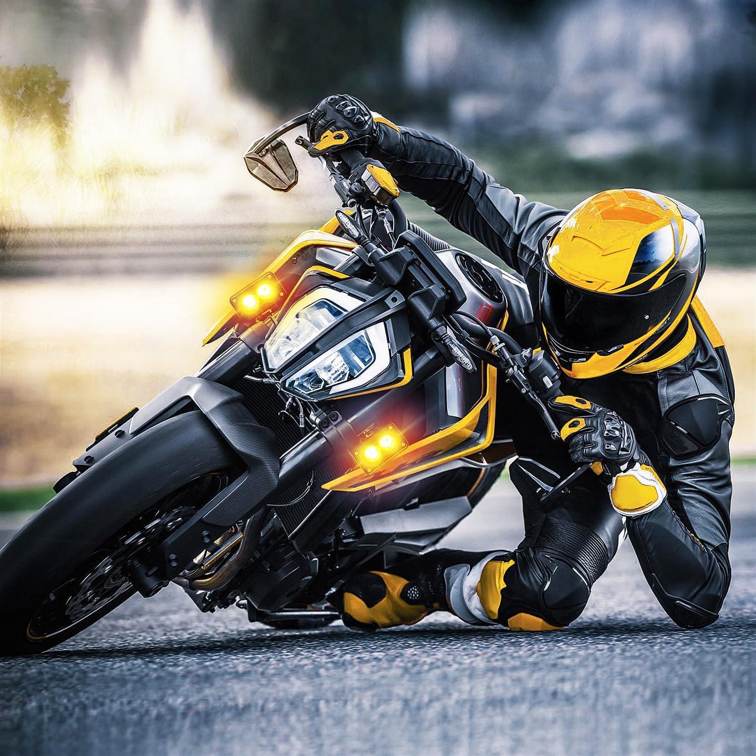 imageNilight Motorcycle Amber LED Pods 2 PCS 3 Inch 1070LM Flood Offroad Fog Driving Auxiliary Light w18AWG DT Wiring Harness Kit for ATV Truck Boat Tractor ForkliftAmber Led Pods