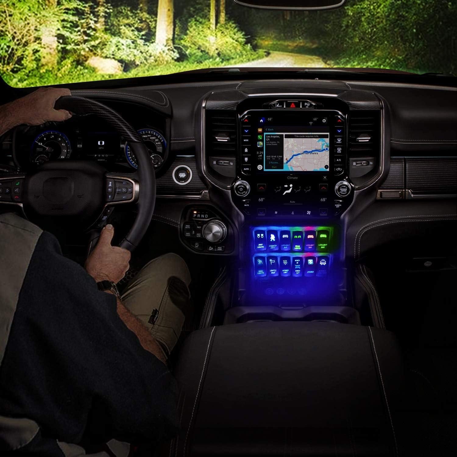 imageNilight NIRS05 LED Light Bar Rocker Switch 5Pin Laser OnOff Rear Lights Rocker Switch 20A12V 10A24V Switch Jumper Wires Set2 years Warranty  BlueGreen